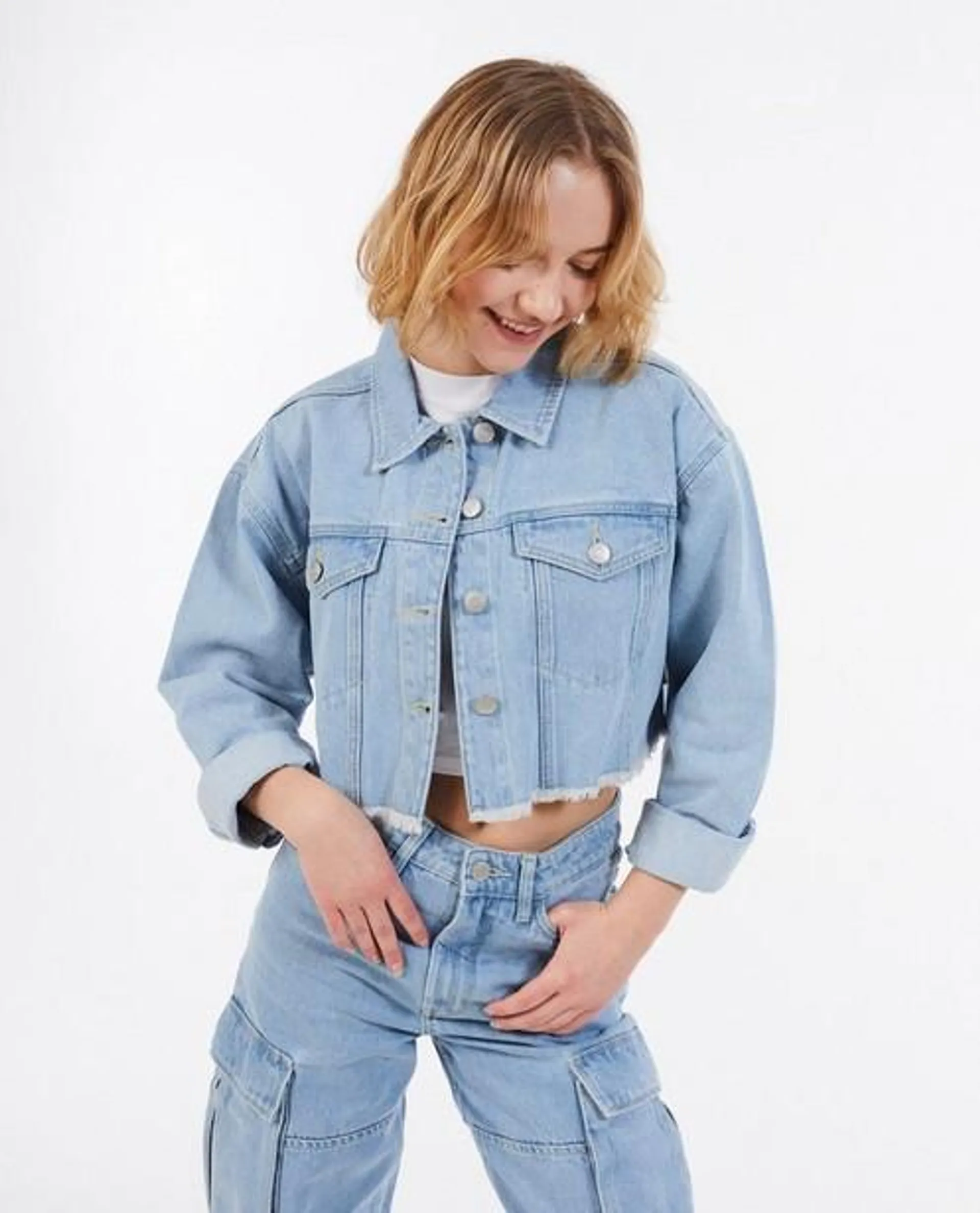 Blauw jeansvest, cropped fit