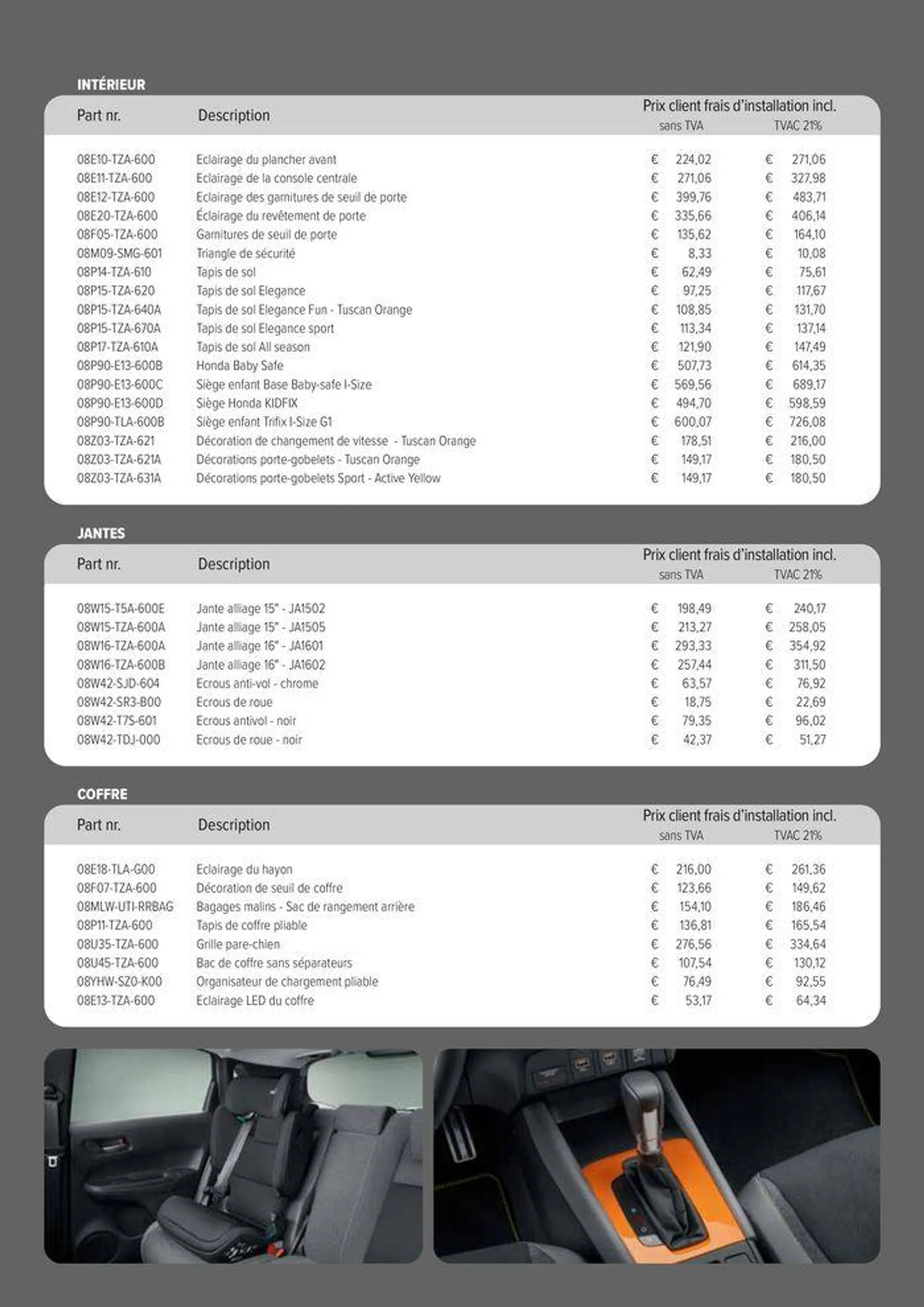 Honda Jazz e:HEV — Liste de prix des accessoires van 16 april tot 16 april 2025 - folder pagina 2