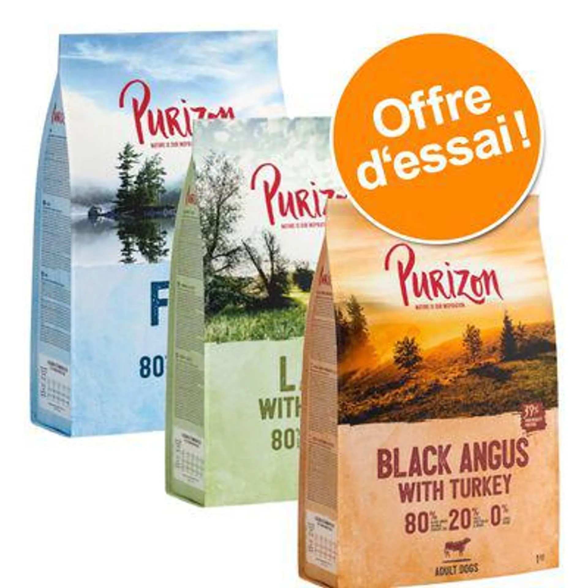 Offre découverte Purizon Adult sans céréales 3 x 1 kg pour chien