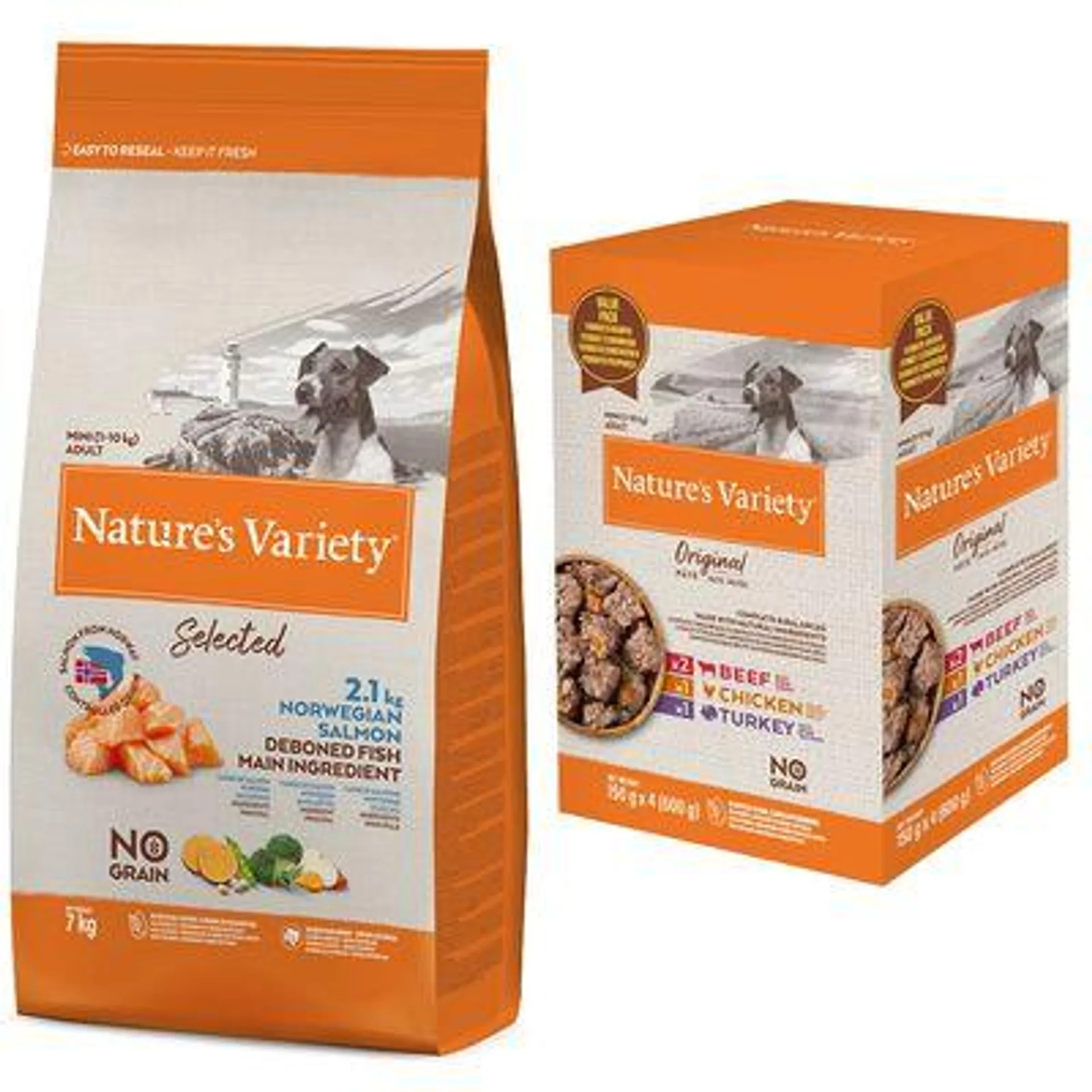 Nature's Variety pour chien 7 kg + sachets 4 x 150 g : 50 % de remise !