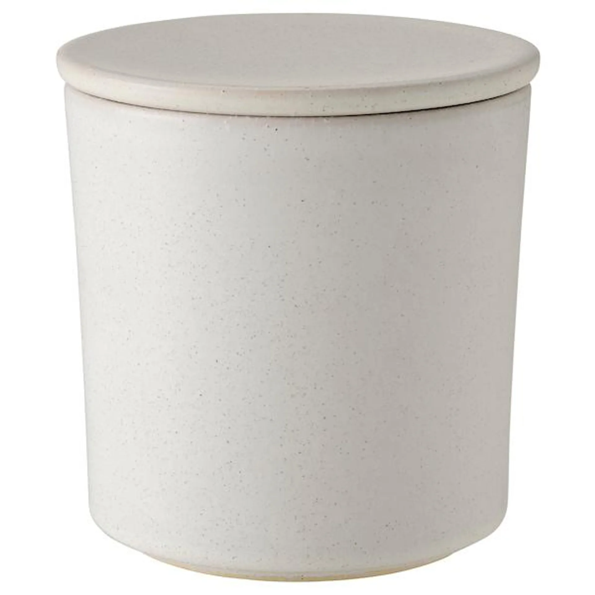 Scented candle in ceramic jar w lid, Scandinavian Woods/white,