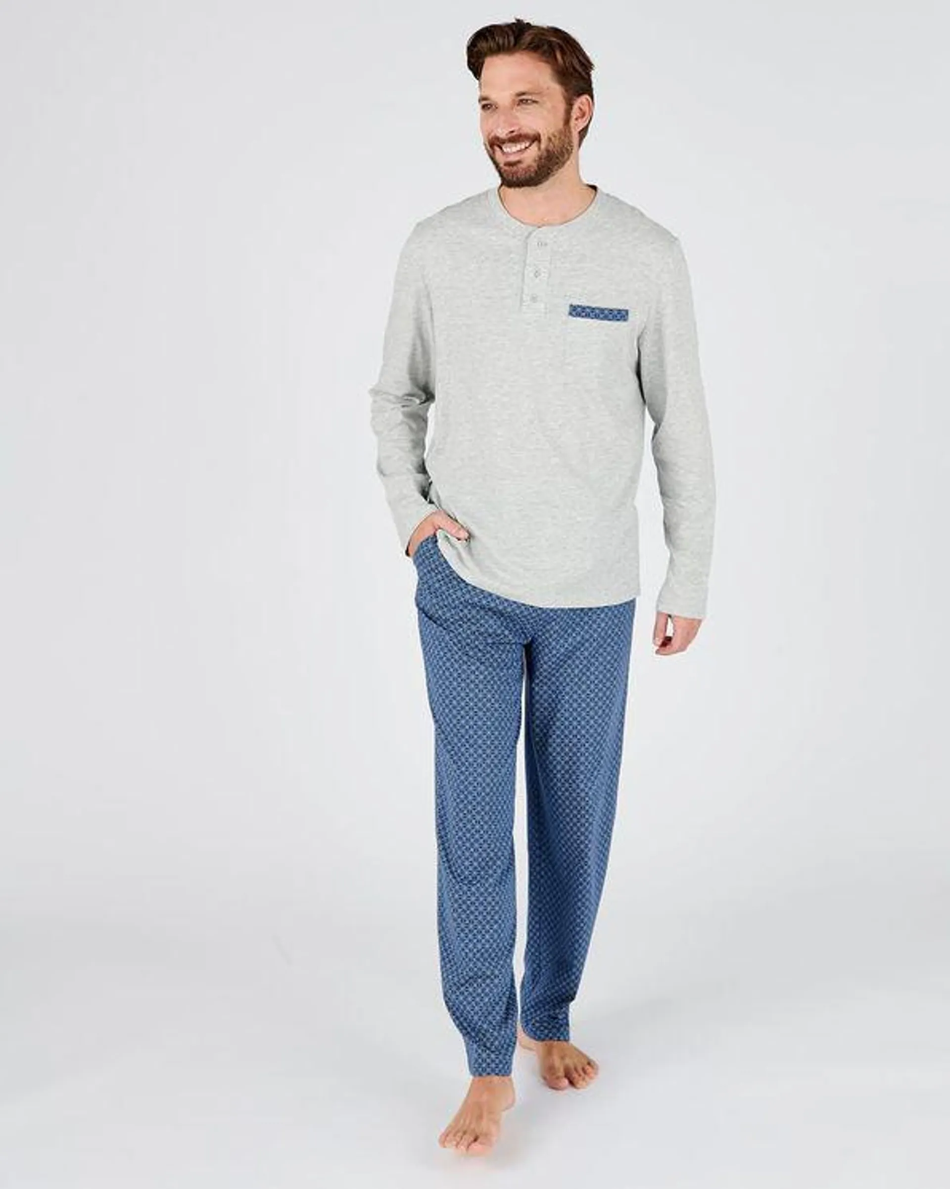 Pyjama in jersey met geometrische print, kamkatoen