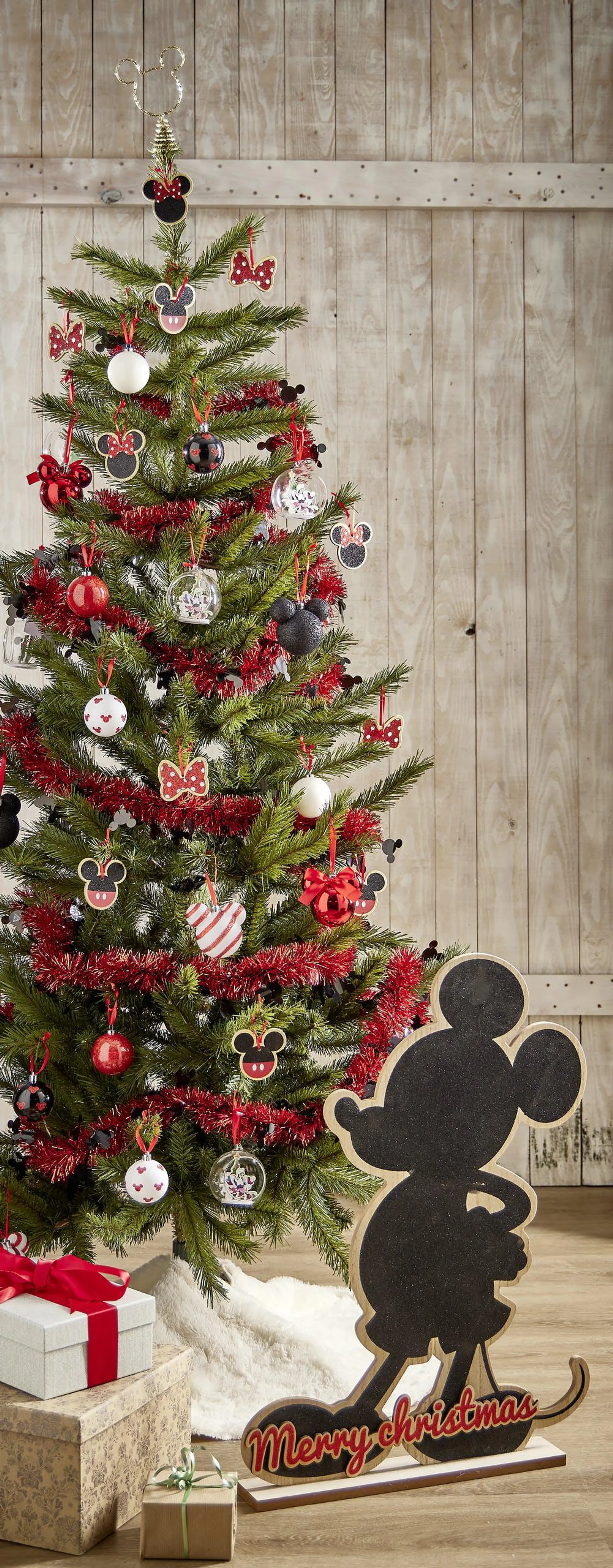 Houten Kerstdecoratie Disney Mickey Mouse 70 x 51 cm - Zwart