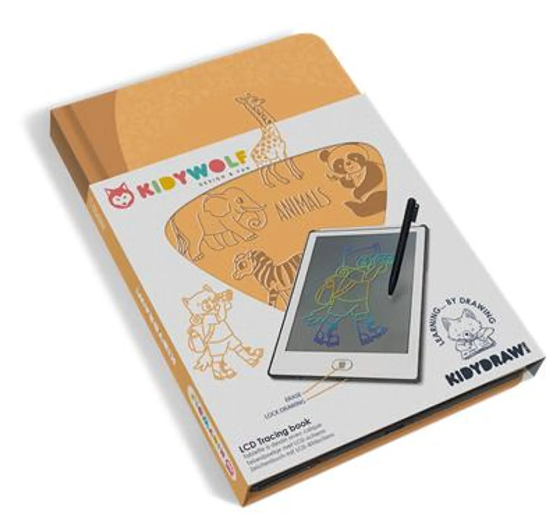 Tekentablet Kidydraw mini Kidywolf - 30 dieren