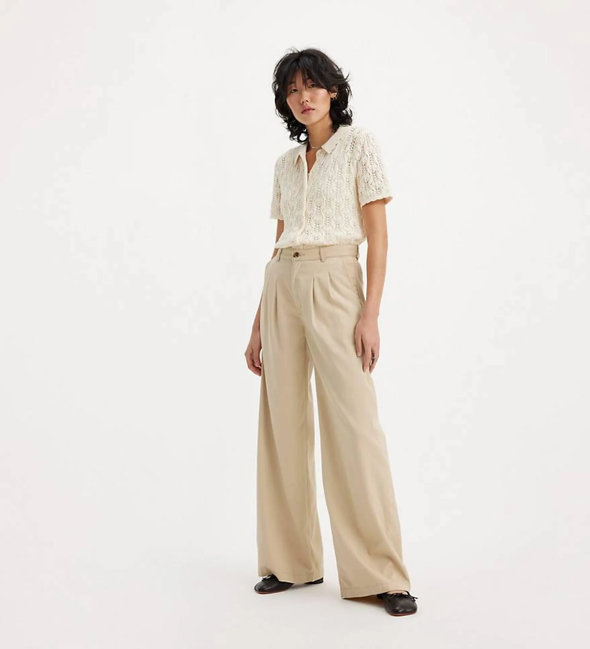 Pleated Wide Leg Trousers