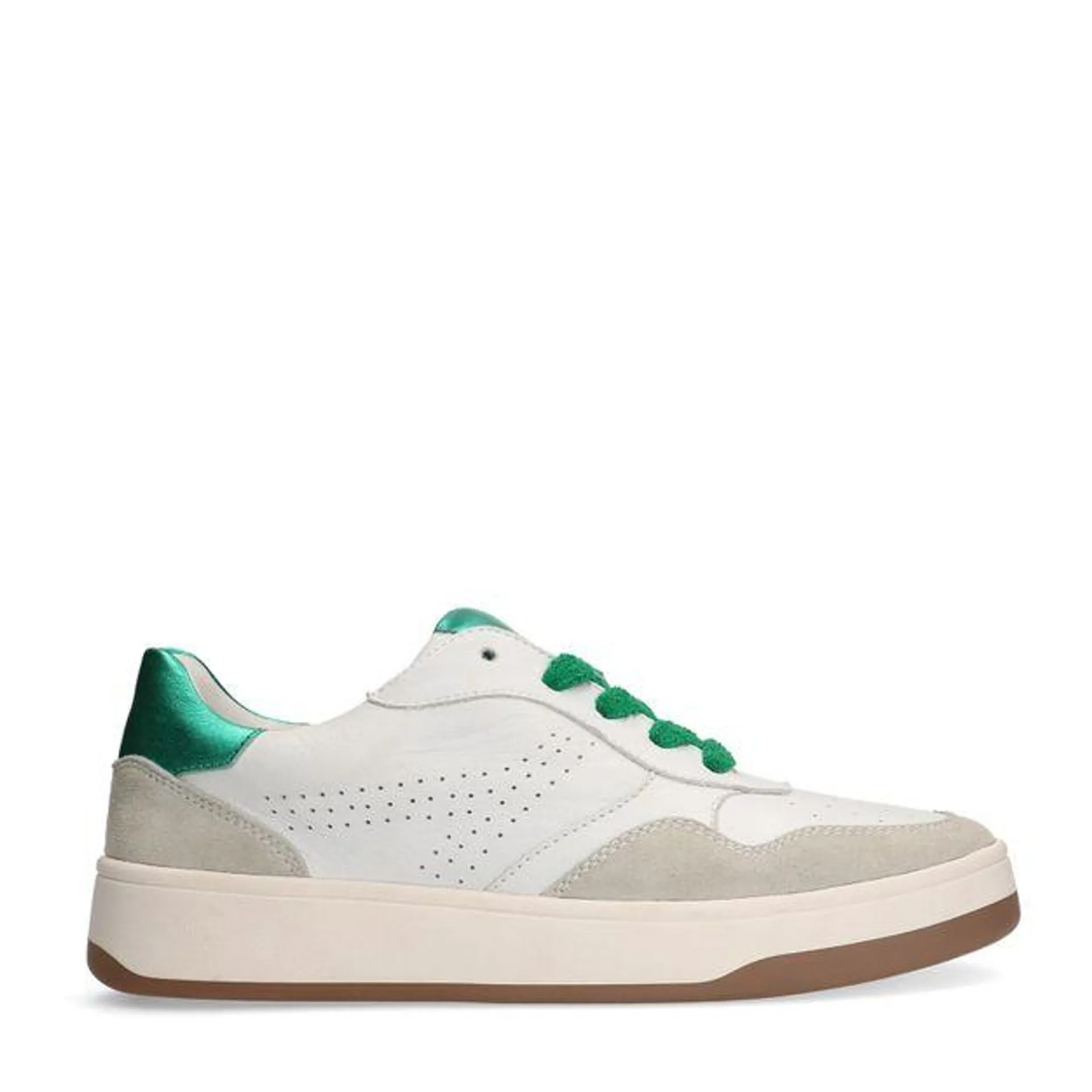 Witte leren sneakers met groene details