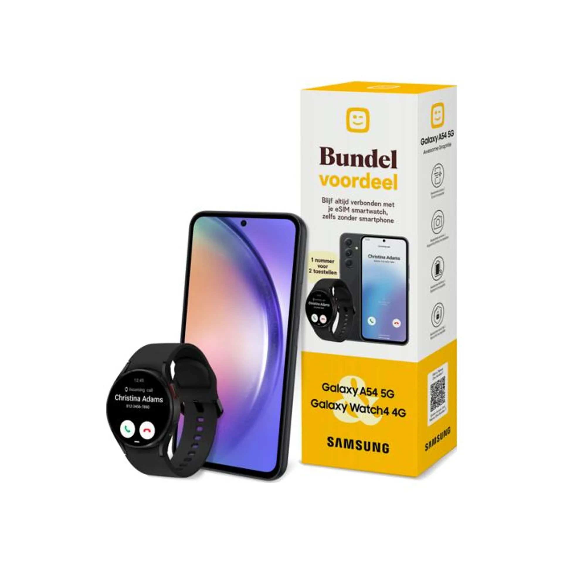 Samsung Galaxy A54 128GB - Zwart + Galaxy Watch 4 Classic 46mm LTE