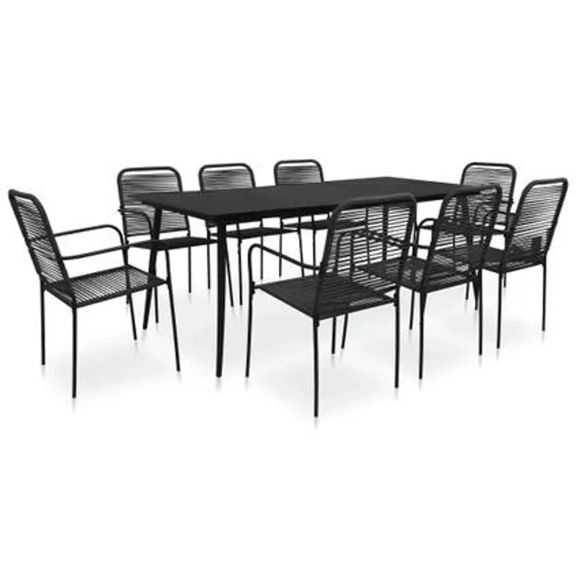 vidaXL Mobilier à dîner d'extérieur 9 pcs Corde en coton et acier