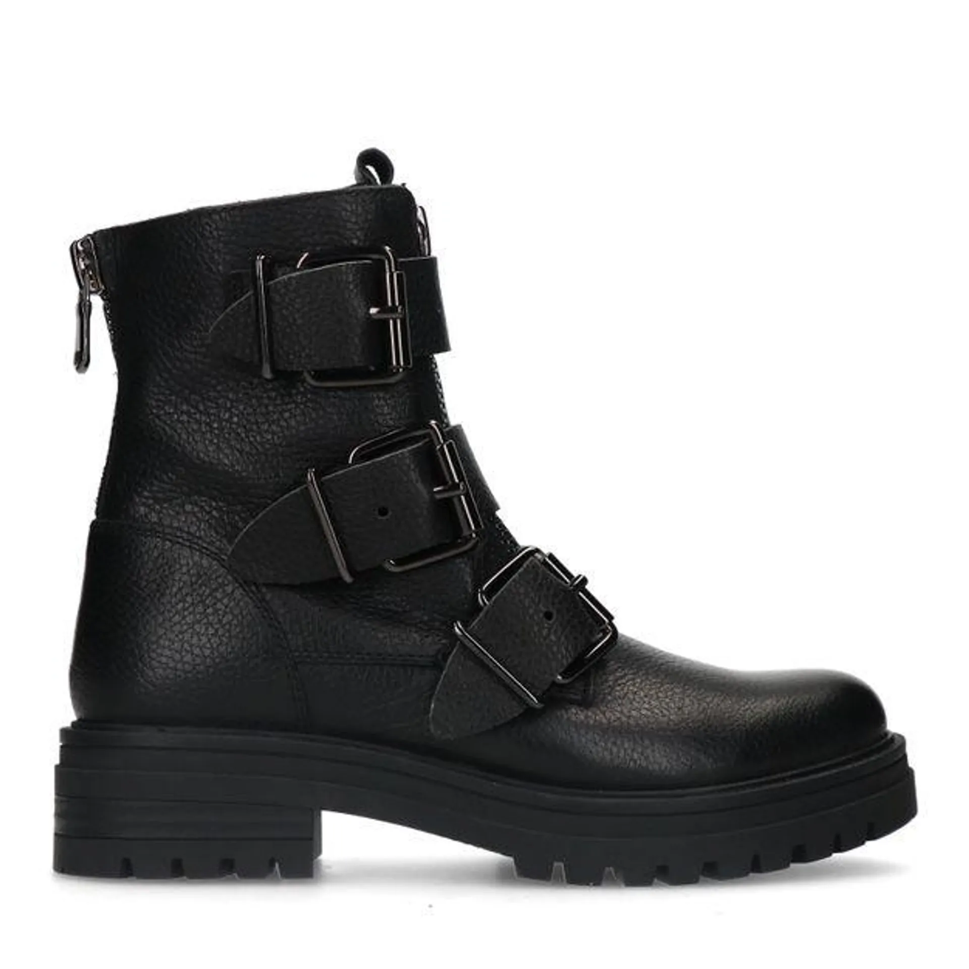 Zwarte bikerboots met gespen