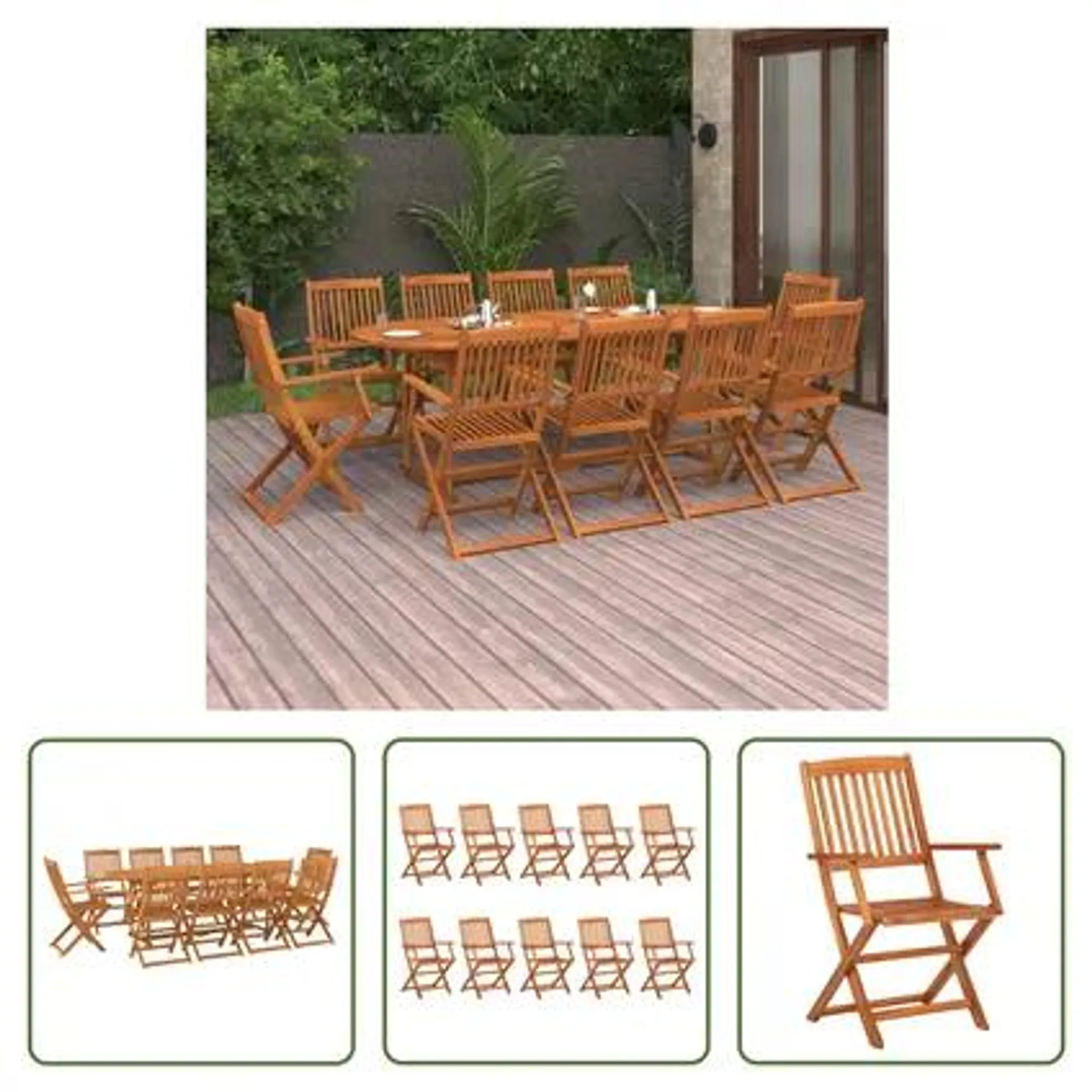 vidaXL Ensemble à manger de jardin 11 pcs bois d'acacia massif