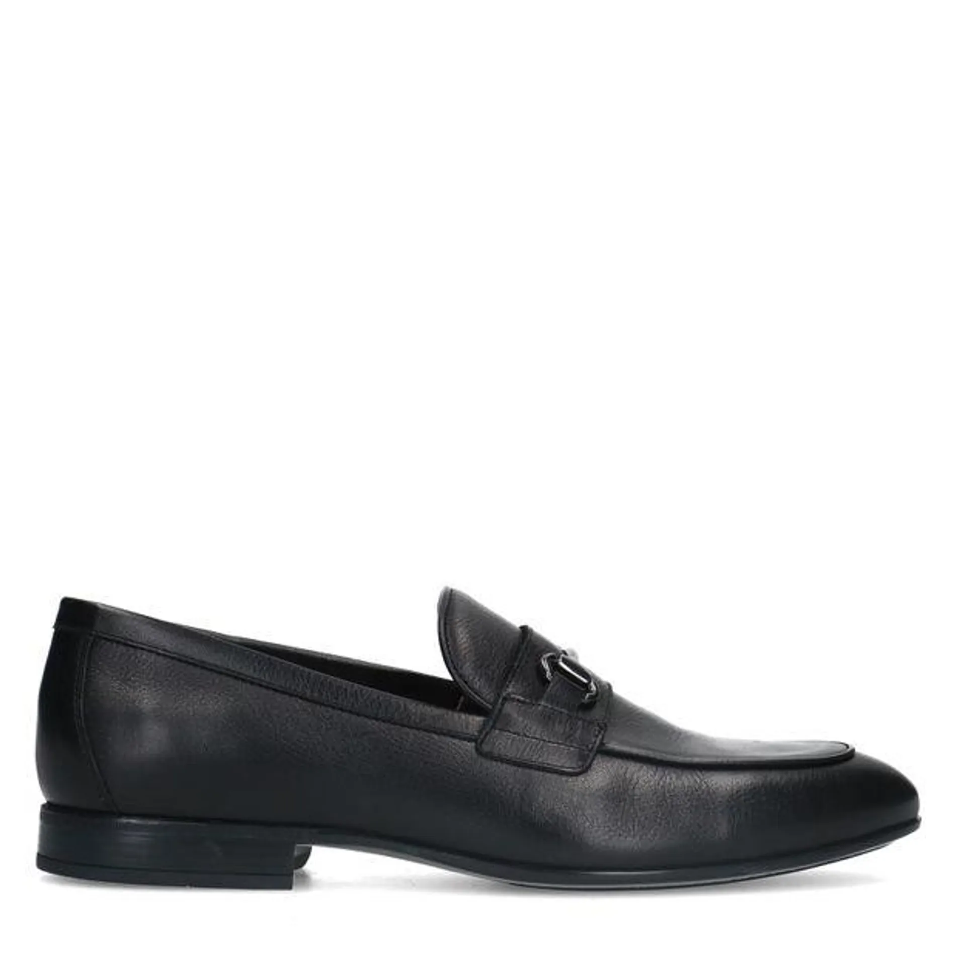 Zwarte leren loafers met chain