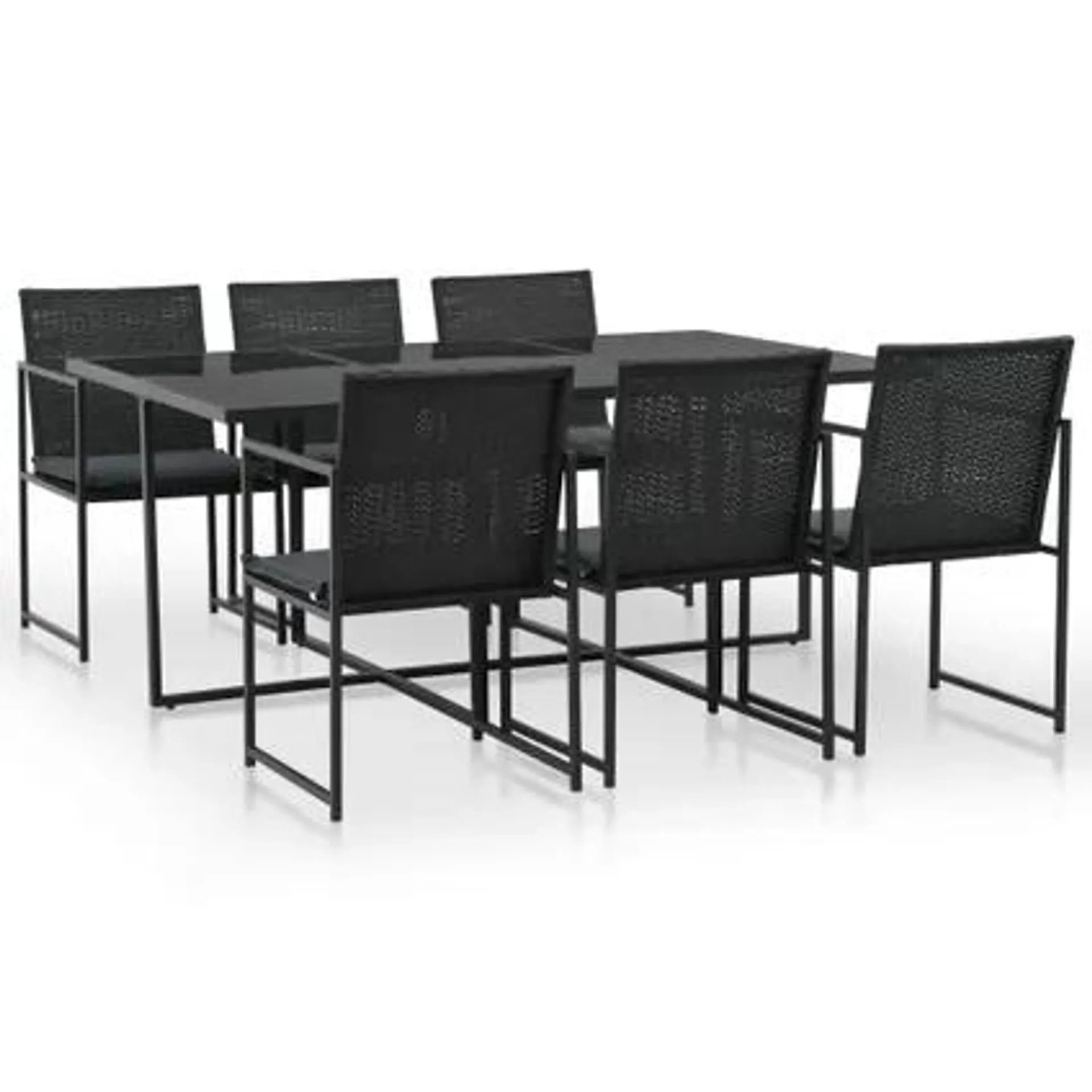 vidaXL Mobilier à dîner de jardin 7pcs et coussins Résine tressée Noir