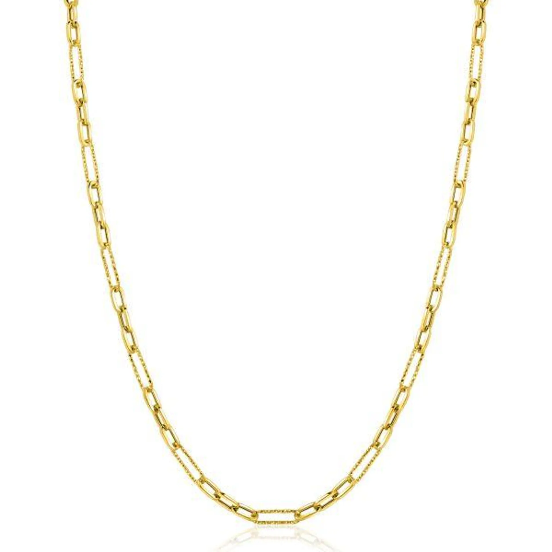 ZINZI Gold 14 karaat gouden collier met bewerkte paperclip-schakels en ovale schakels van 3,5mm breed 45cm ZGC494