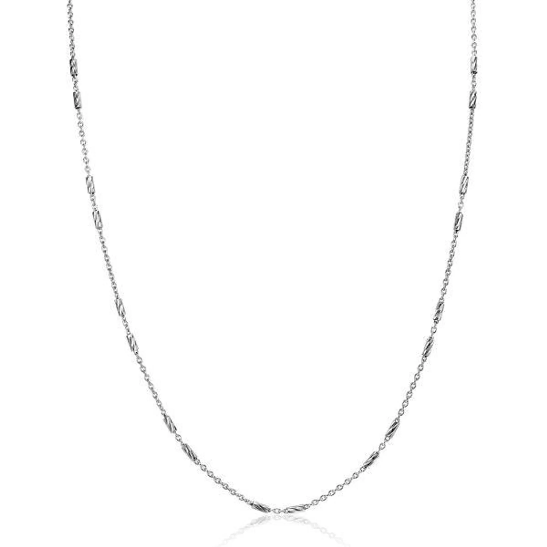 ZINZI zilveren schakel ketting, gecombineerd met mooie kleine bewerkte staafjes (1,8mm breed) 42-45cm ZIC2466