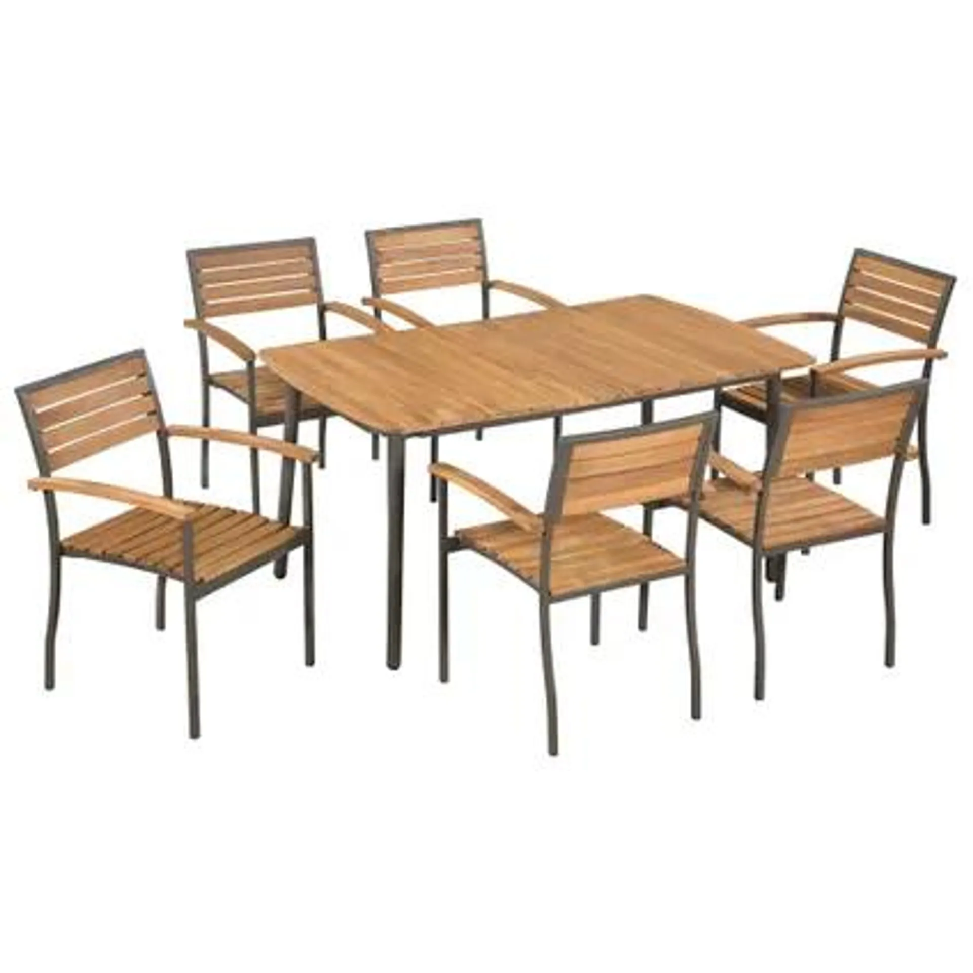 vidaXL Mobilier à dîner d'extérieur 7pcs Bois d'acacia massif et acier