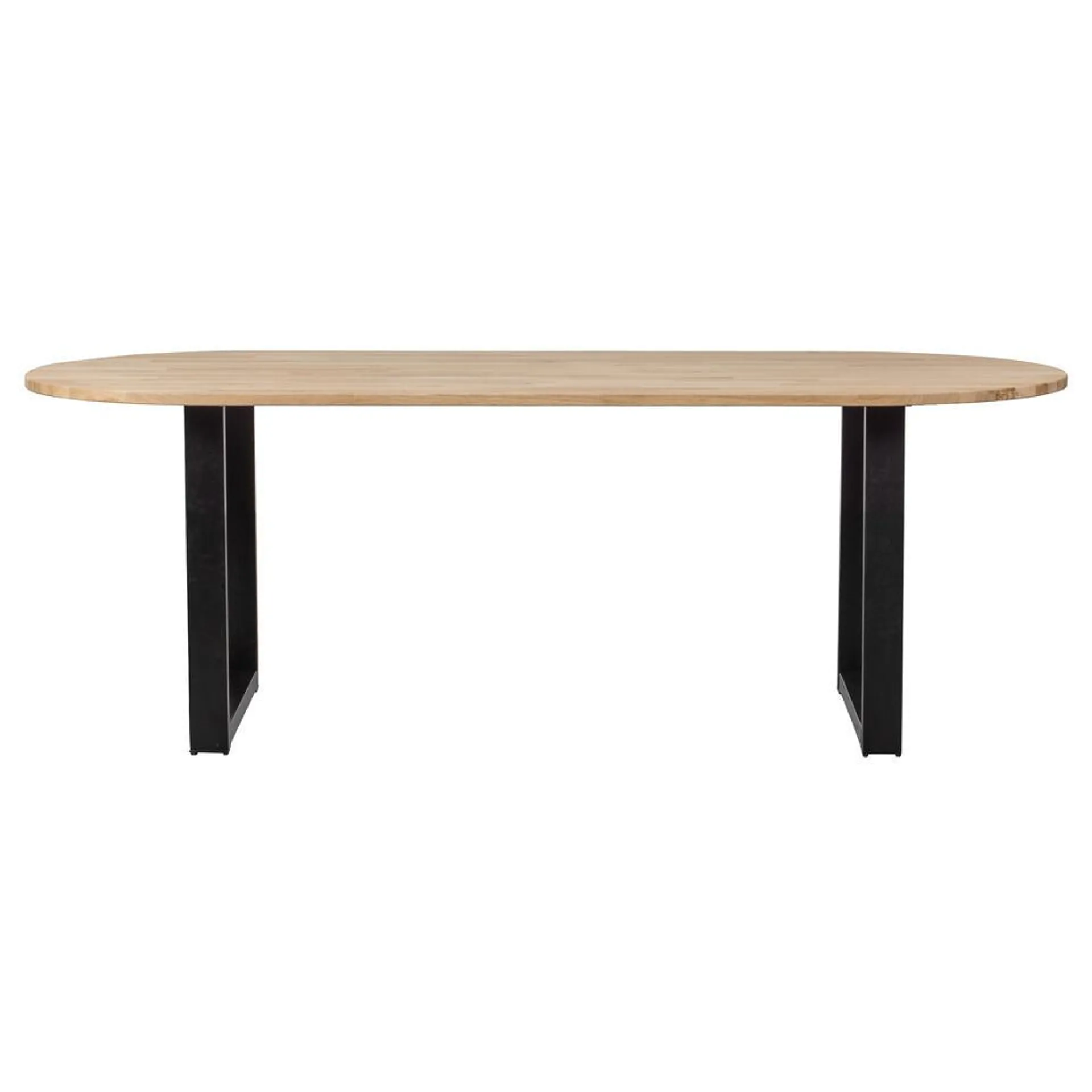 WOOOD Tablo Tafel Ovaal met U-Poot - Eiken/Metaal - 75x220x90