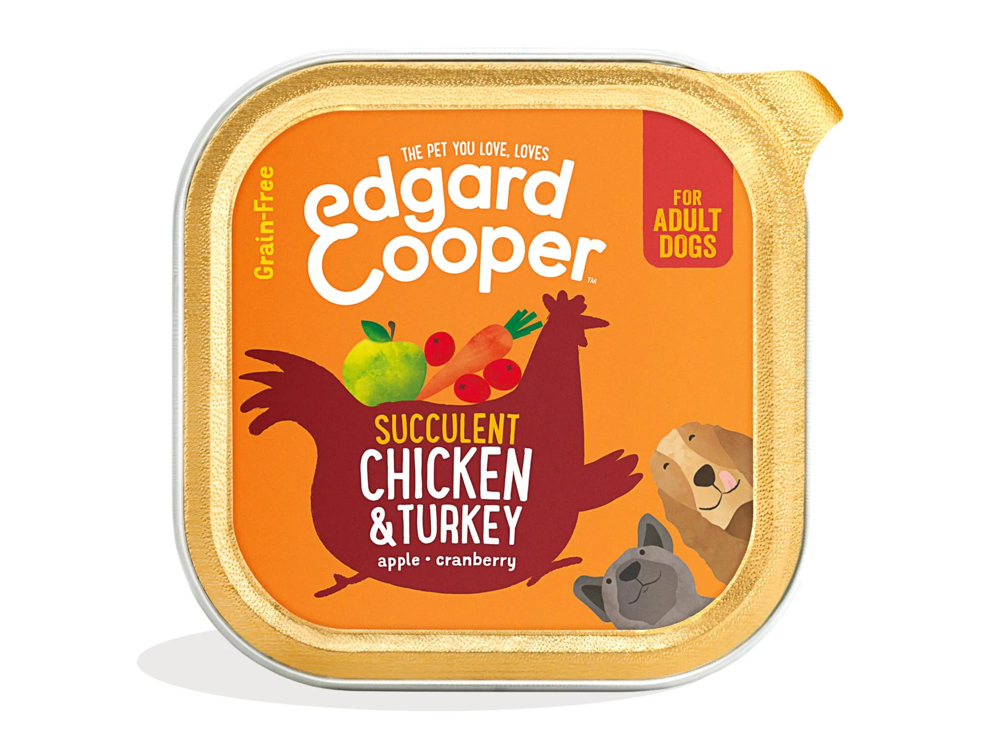 Edgard & cooper kip & kalkoen met appel, veenbes & wortel 150g