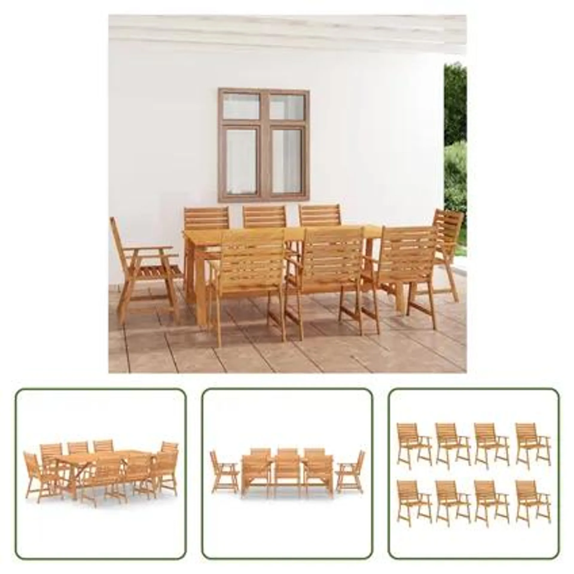 The Living Store - Bois d'acacia - Mobilier de salle à manger de jardin 9 pcs - TLS305784