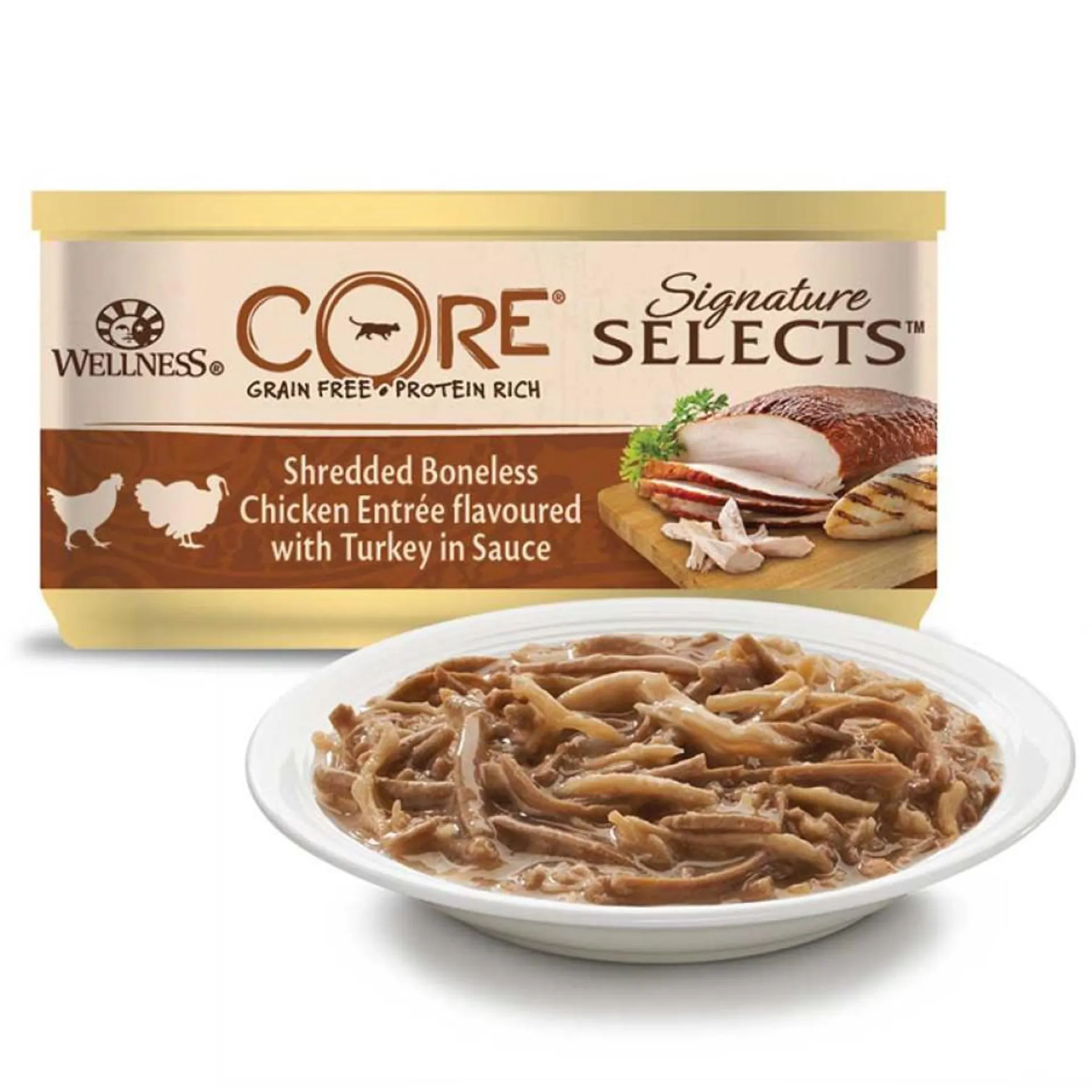 Wellness CORE Sign sel shred chicken/turk saus 79g