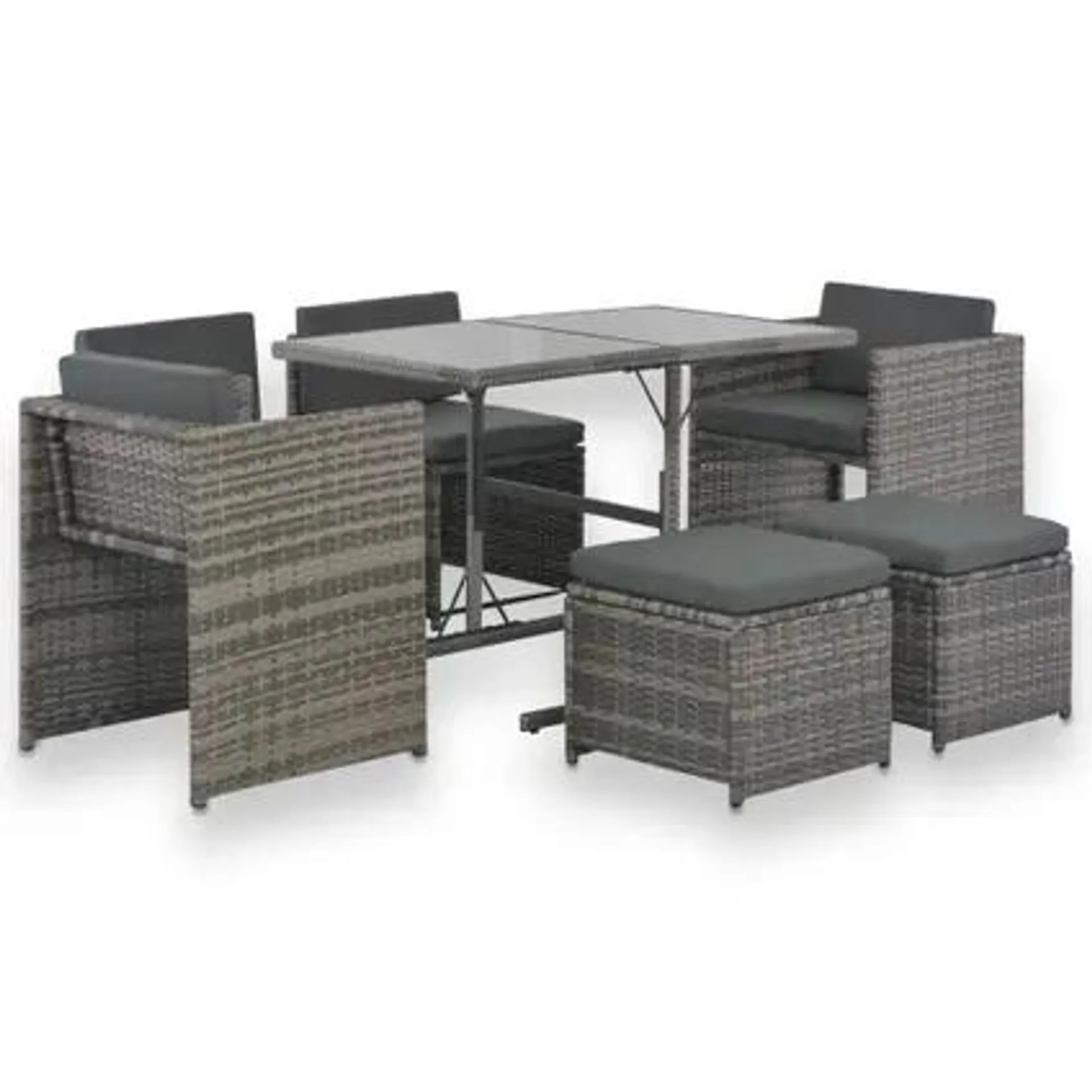 vidaXL Mobilier à dîner de jardin 7pcs et coussins Résine tressée