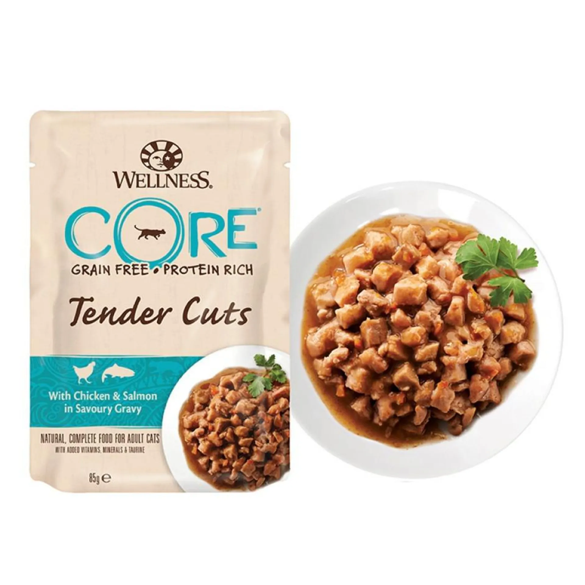 Wellness CORE Wet Tender Cuts chicken/salmon 85g