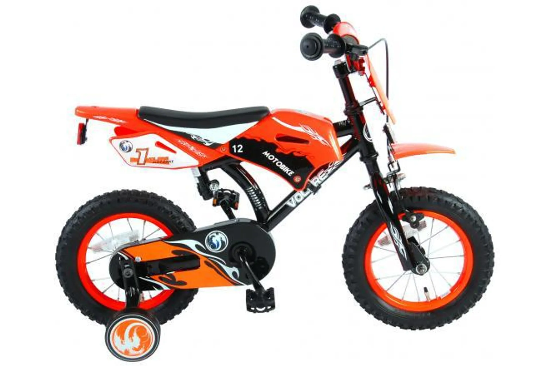 Volare Motorbike Kinderfiets - Jongens - 12 inch - Oranje - 95% afgemonteerd