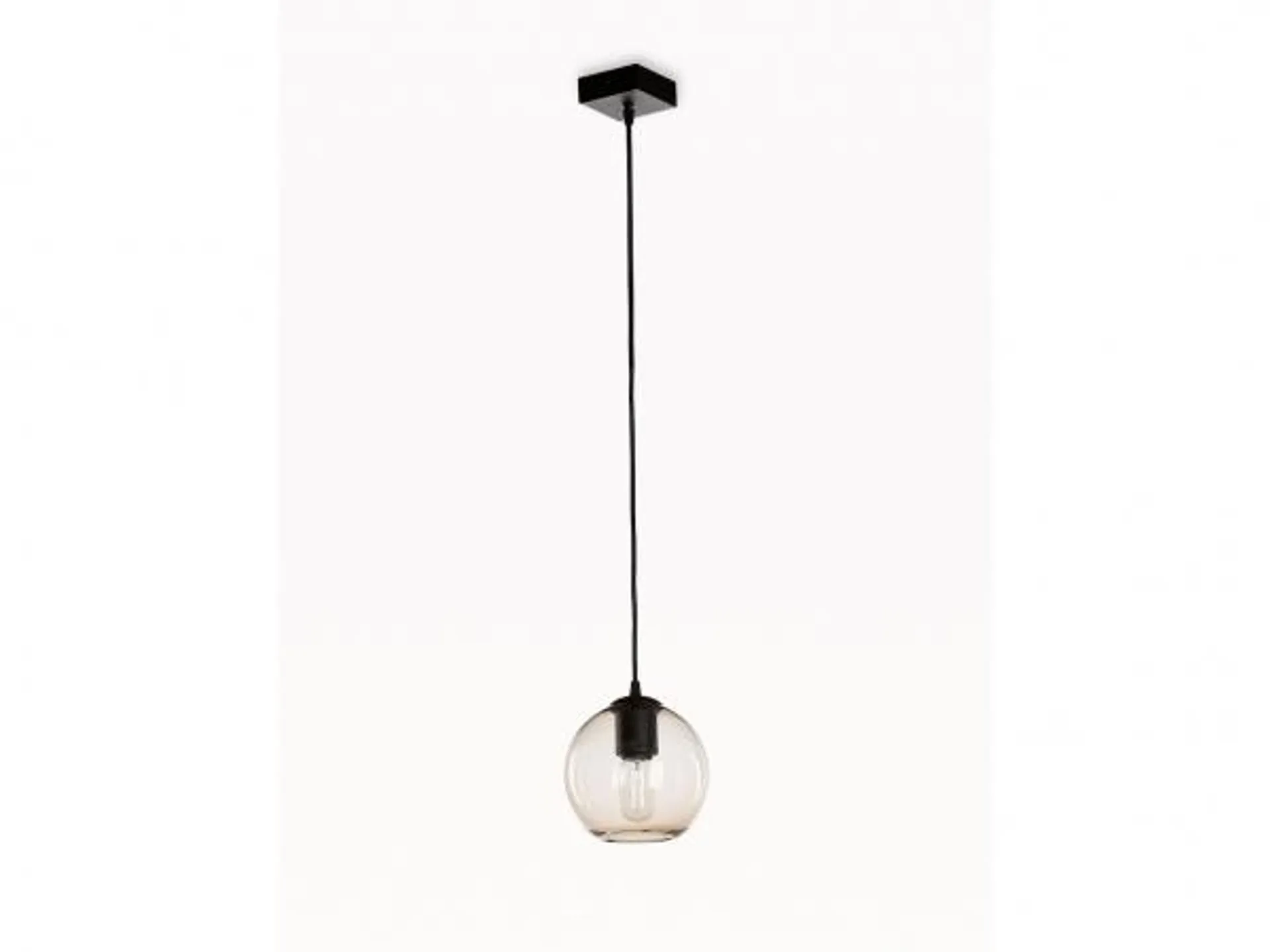 Plafondlamp SEATTLE met 1 glazen bol Topaz - zwart