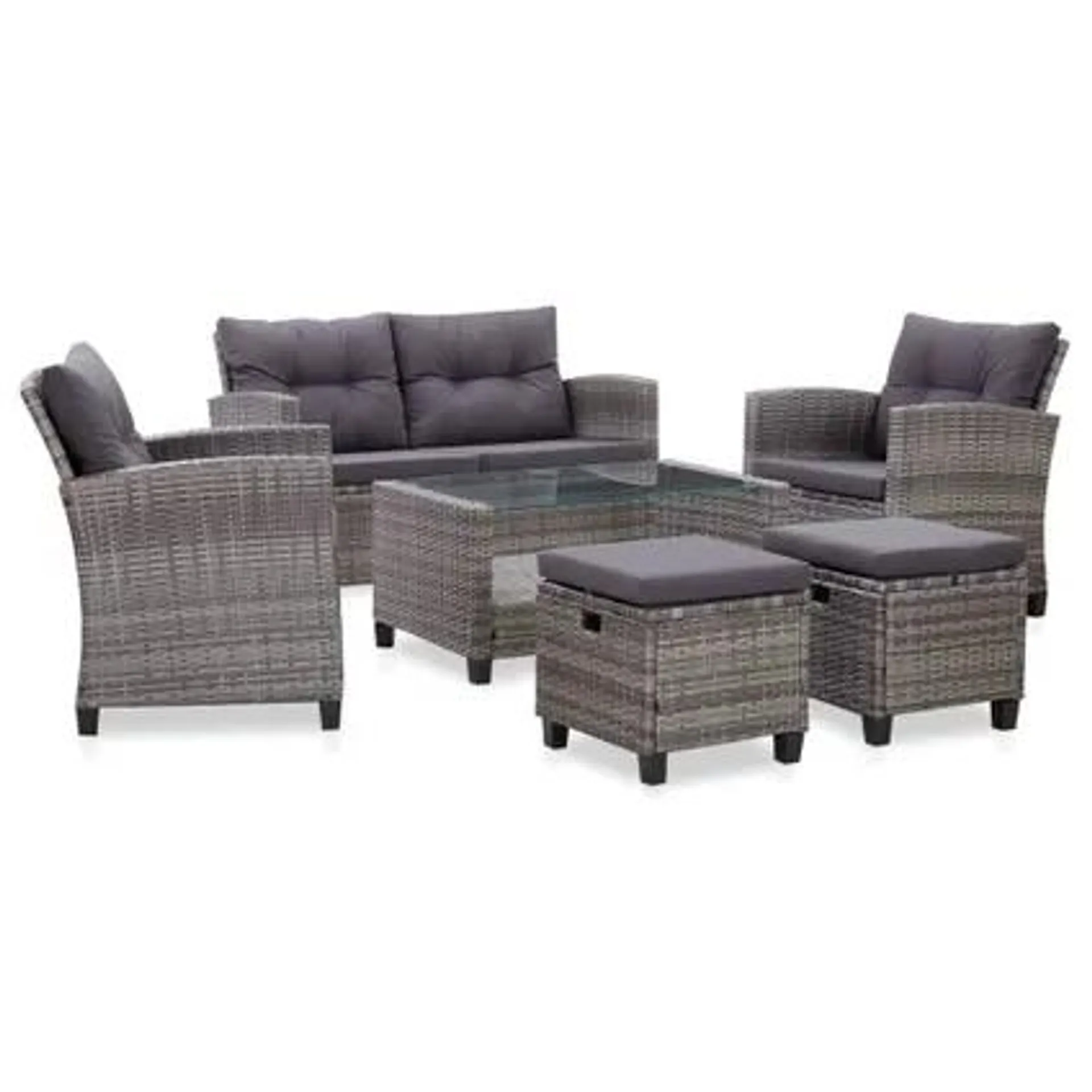 vidaXL Salon de jardin 6 pcs avec coussins Résine tressée Gris