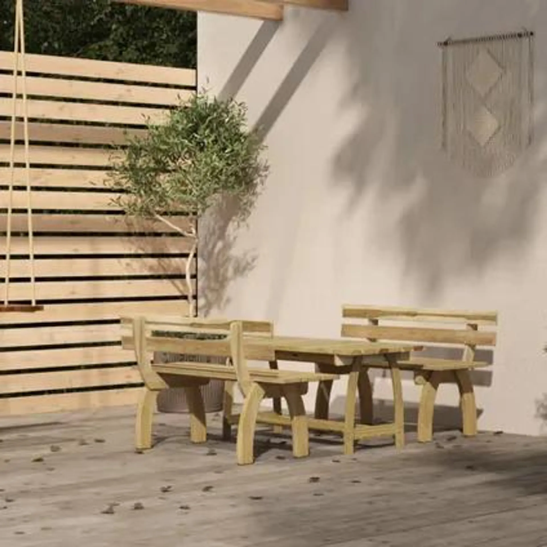 vidaXL Mobilier de salle à manger de jardin 3 pcs Bois de pin