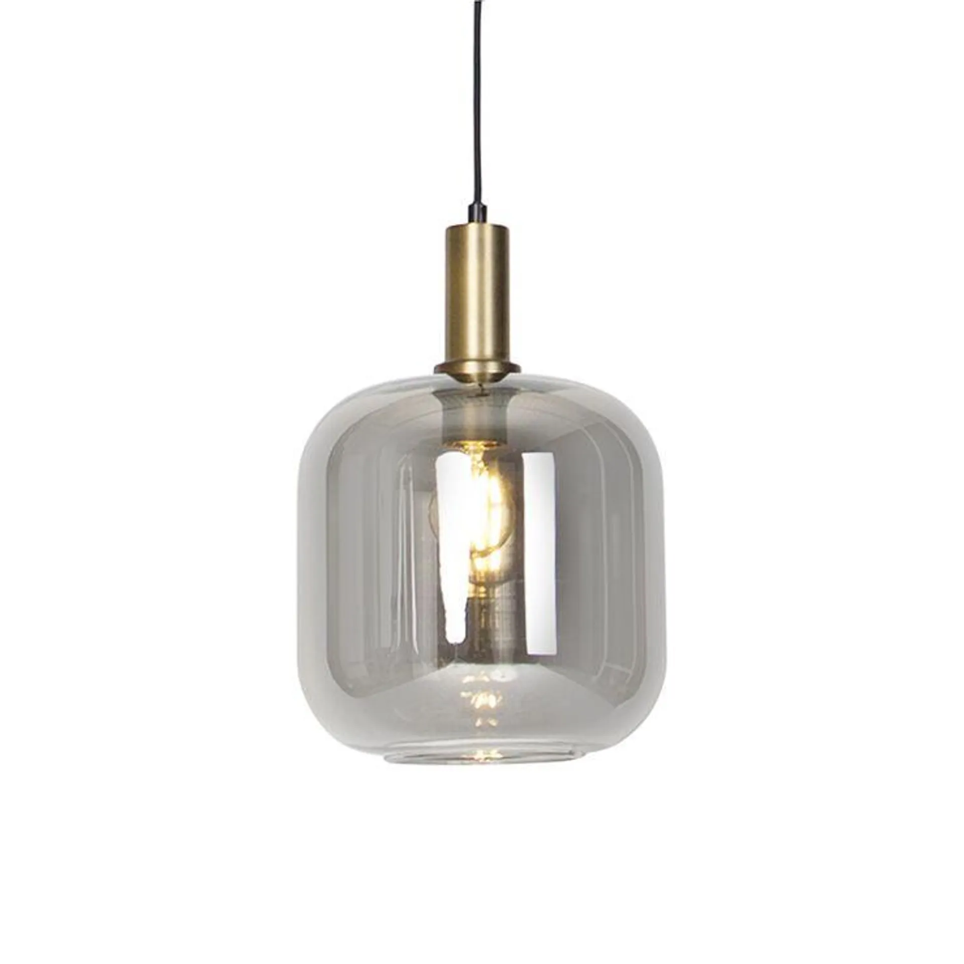 Design hanglamp zwart met goud met smoke glas - Zuzanna