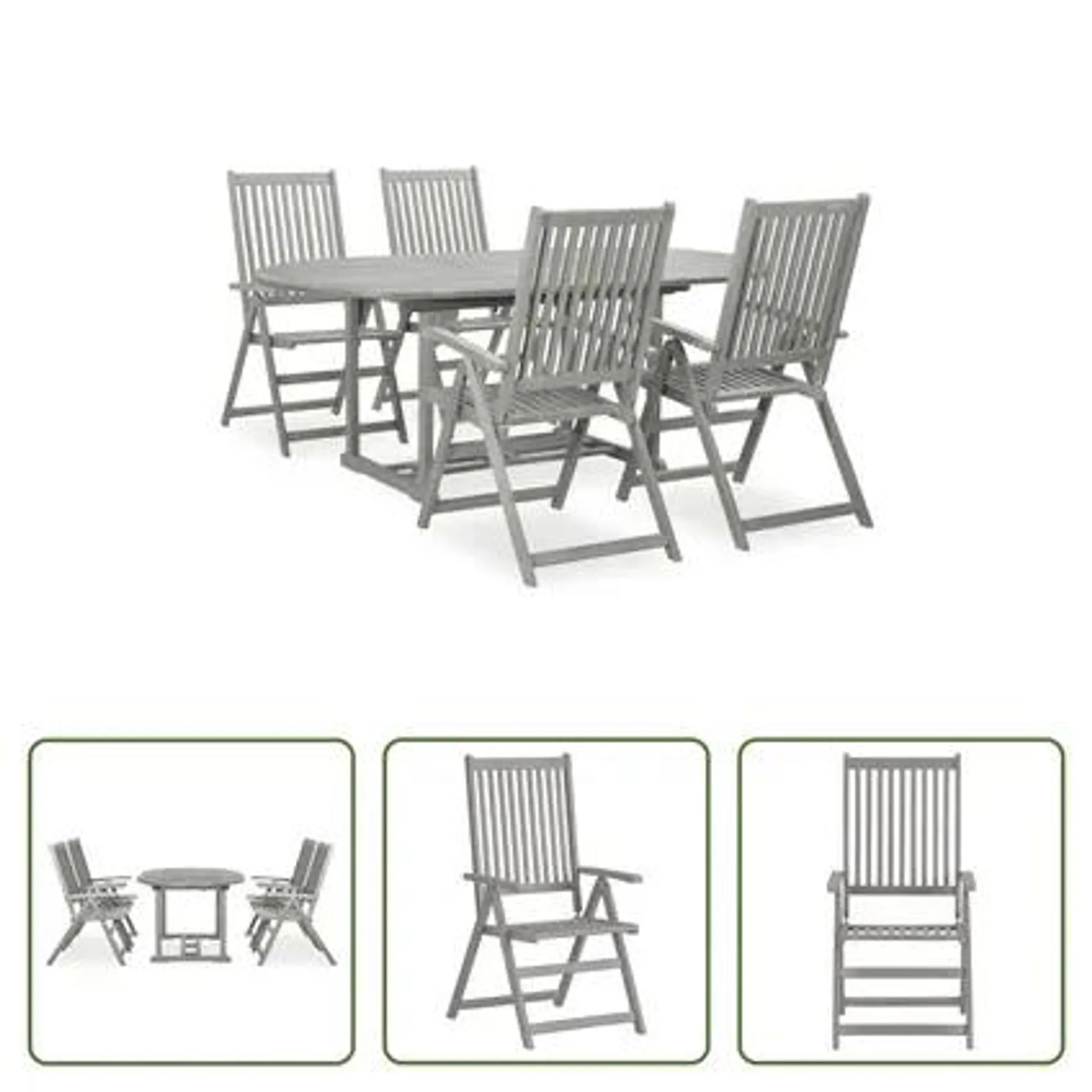 vidaXL Mobilier à dîner de jardin 5 pcs Bois d'acacia massif Gris