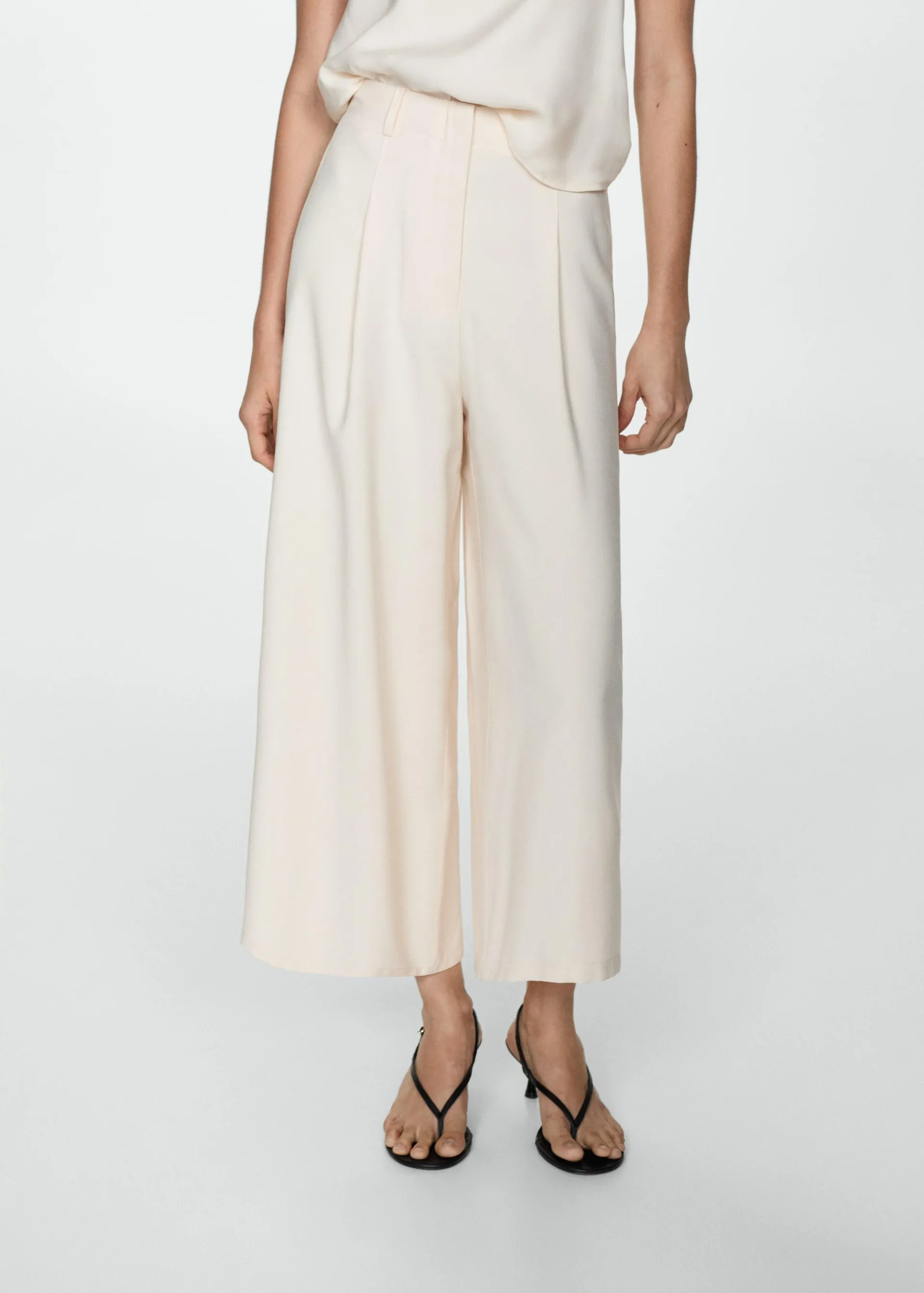 Wideleg trousers with elastic waist