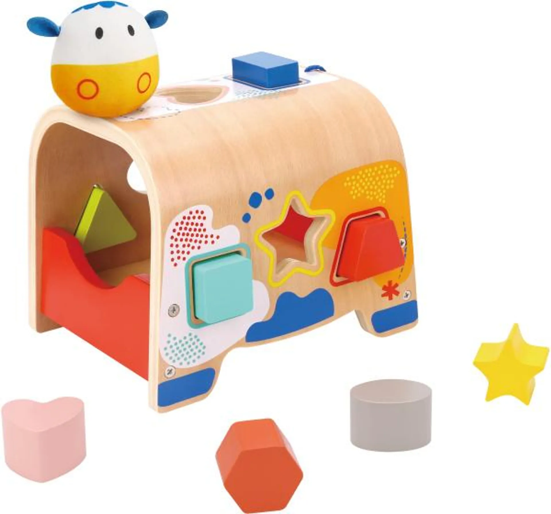 Tooky Toy Houten Vormenstoof Koe 12 maanden 9-delig