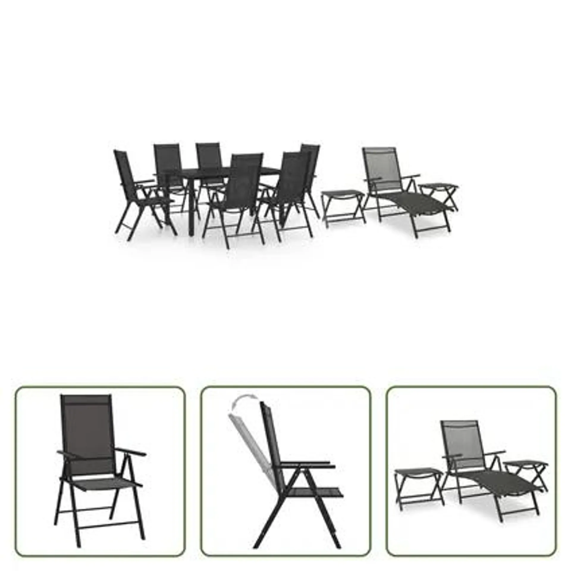 vidaXL Ensemble de salle à manger de jardin 10 pcs Noir et anthracite