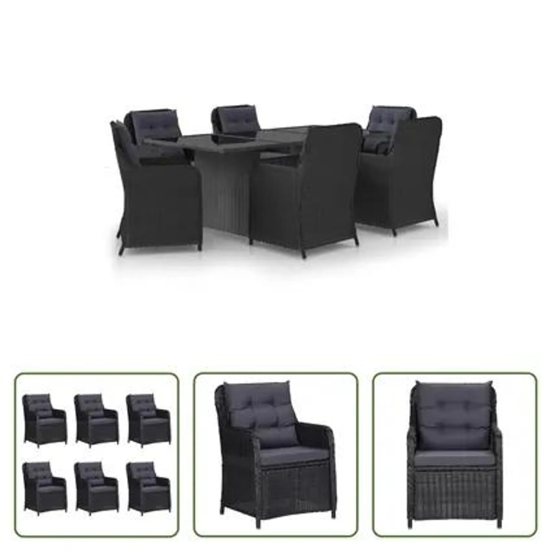 vidaXL Ensemble à dîner de jardin 7 pcs Résine tressée Noir