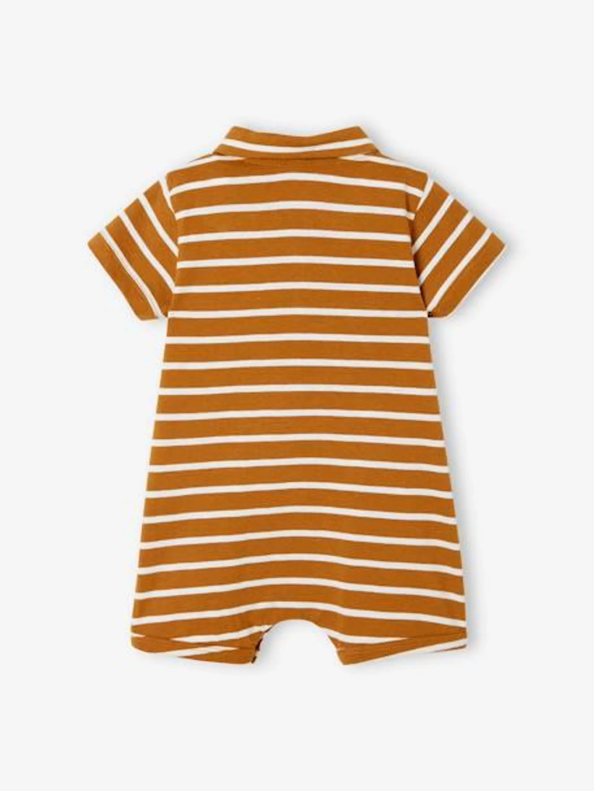 Combinaison de plage col polo bébé garçon - caramel rayé