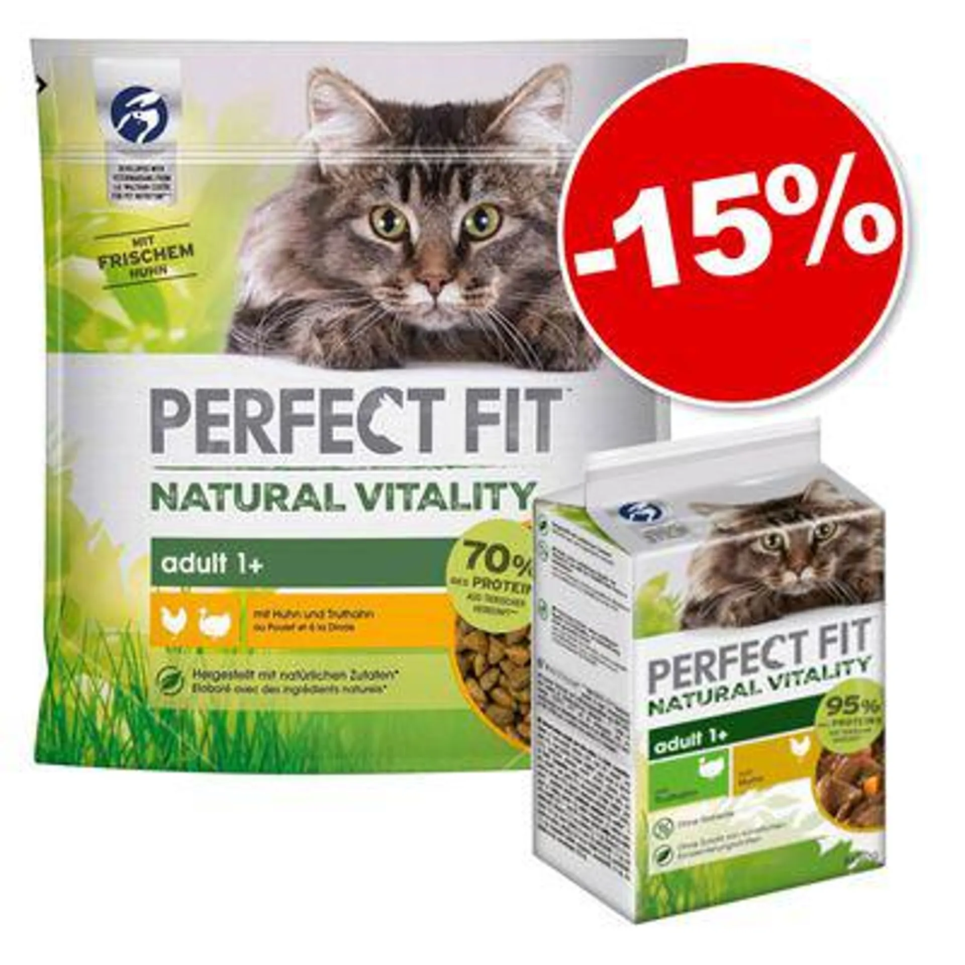 Perfect Fit Natural Vitality 6 x 650 g + sachets 6 x 50 g : 15 % de remise !