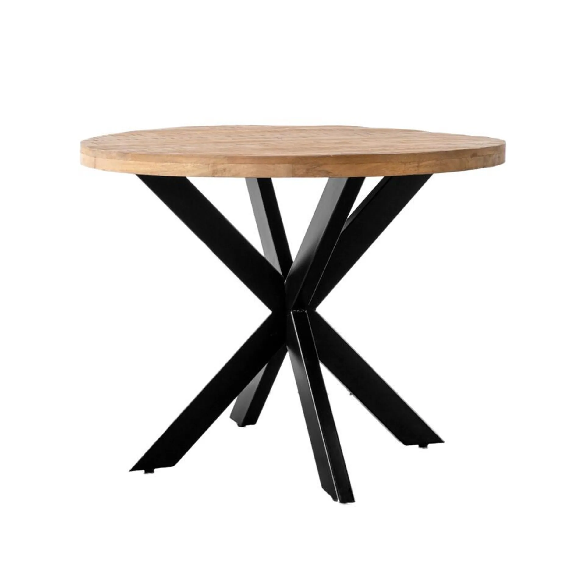 - Ronde Eettafel Ø130cm - Hout - Zwart Metaal - Thijs