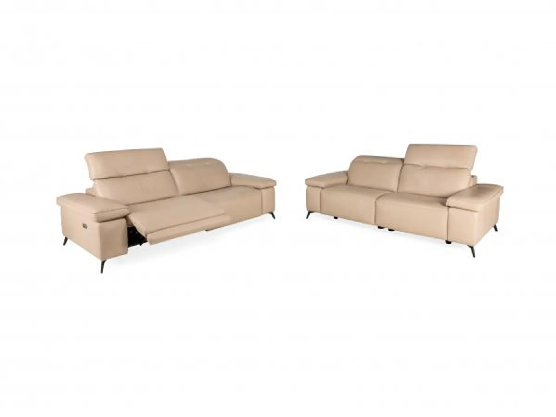 3-zit met 2 elektr. Relaxen en 2,5-zit SELE - Beige leder