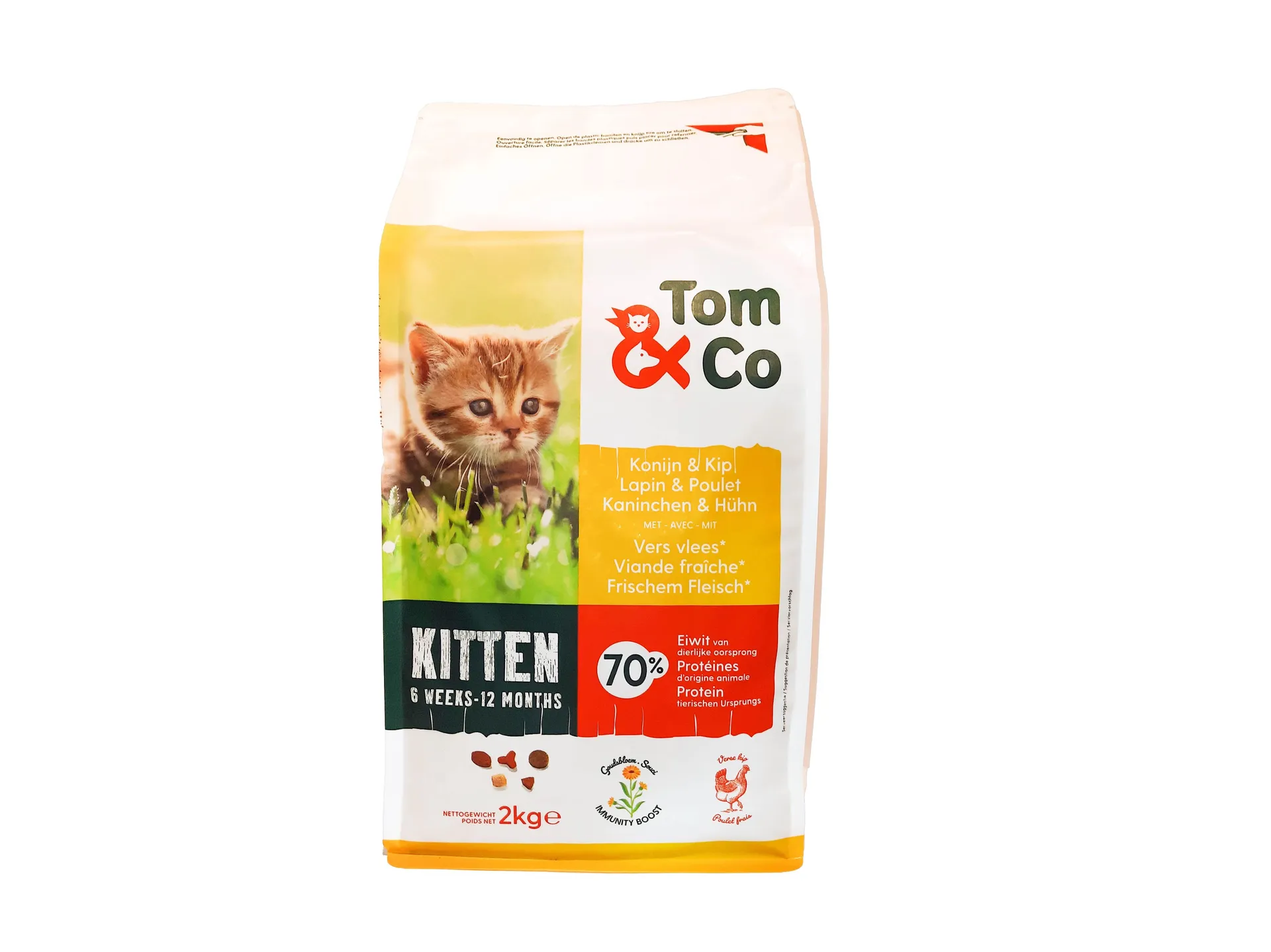 Tom&co brokken konijn & kip voor kitten 2kg