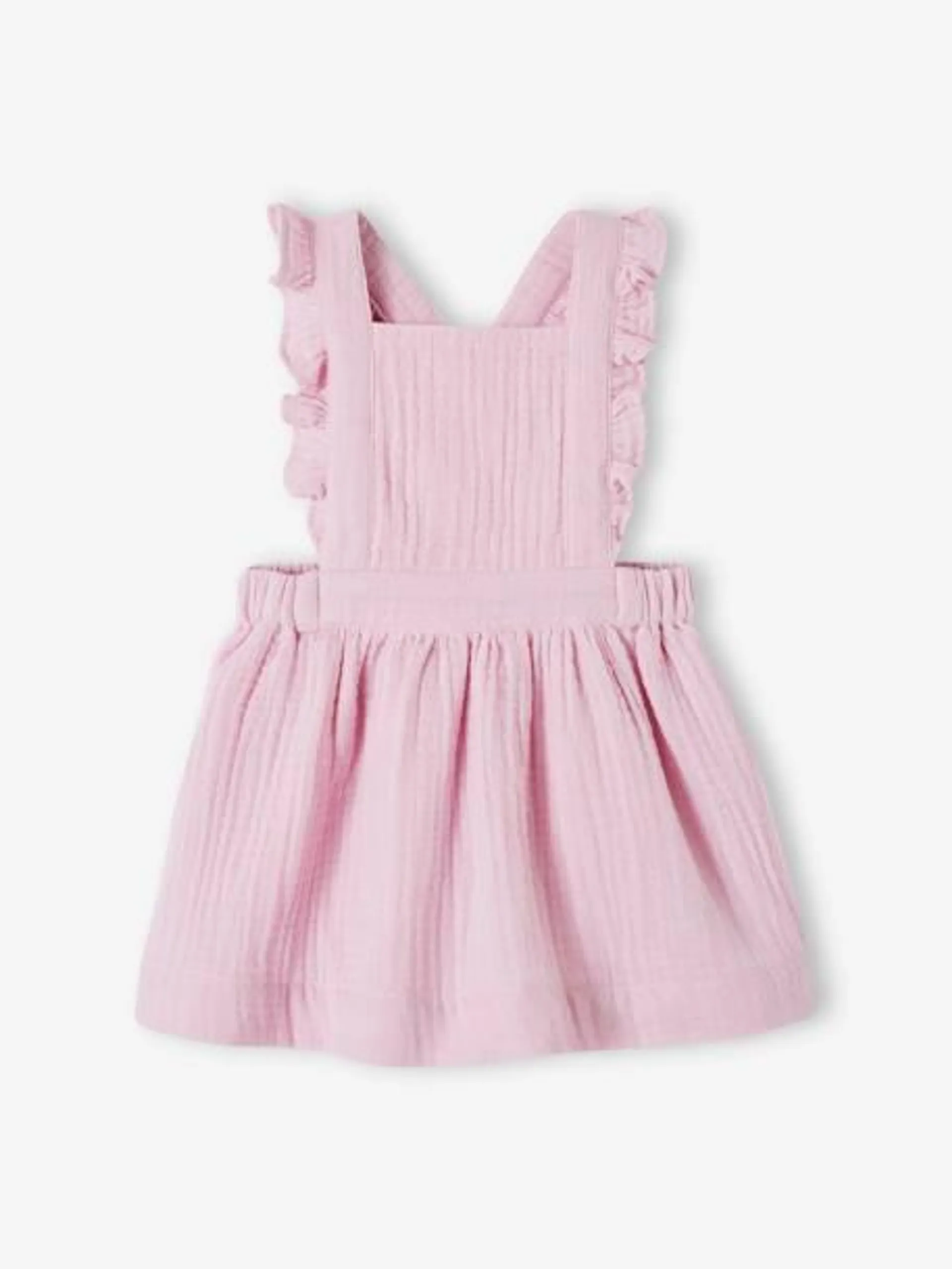 Robe-salopette en gaze de coton bébé - lilas