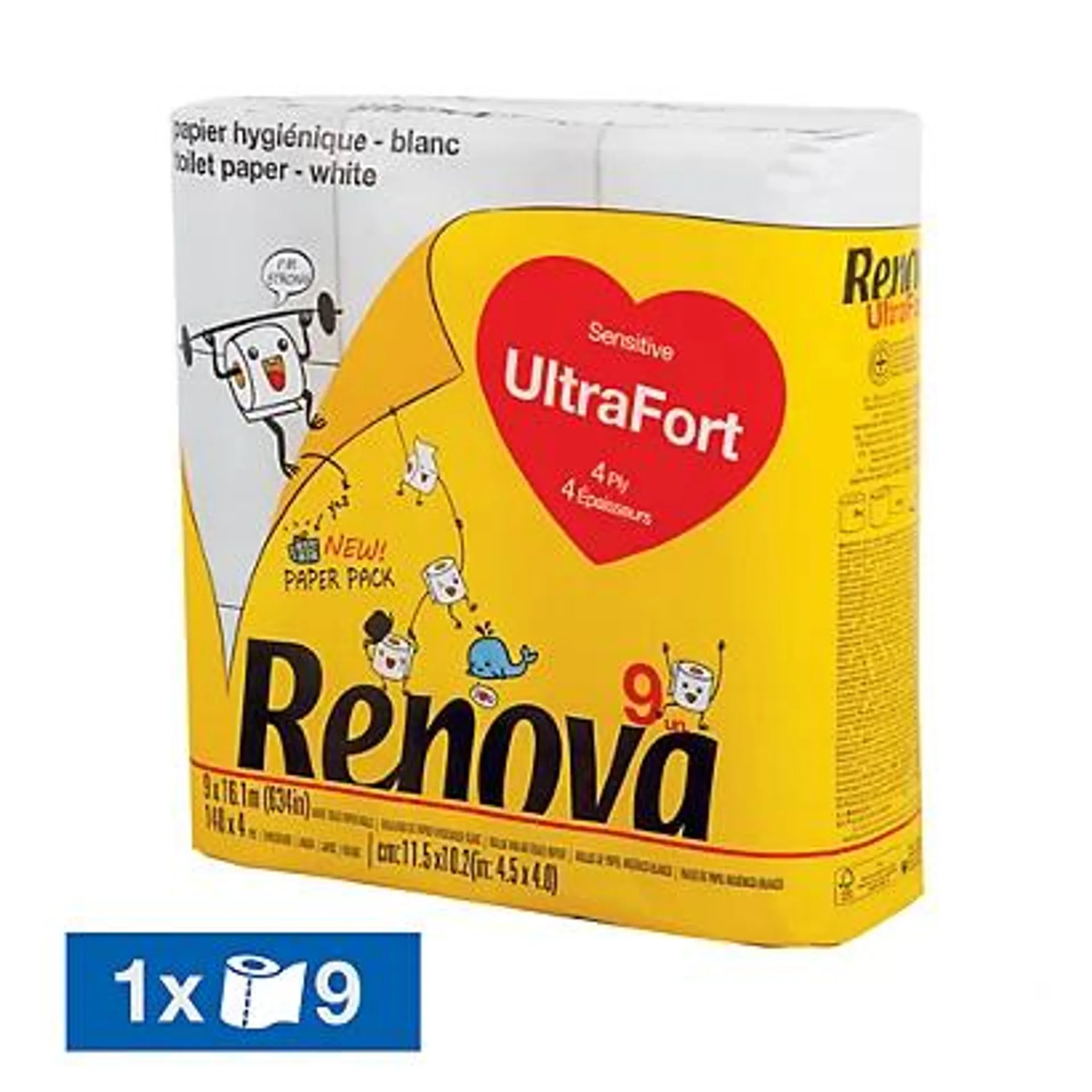 Toiletpapier Renova Ultrafort 4-laags, set van 9 rollen
