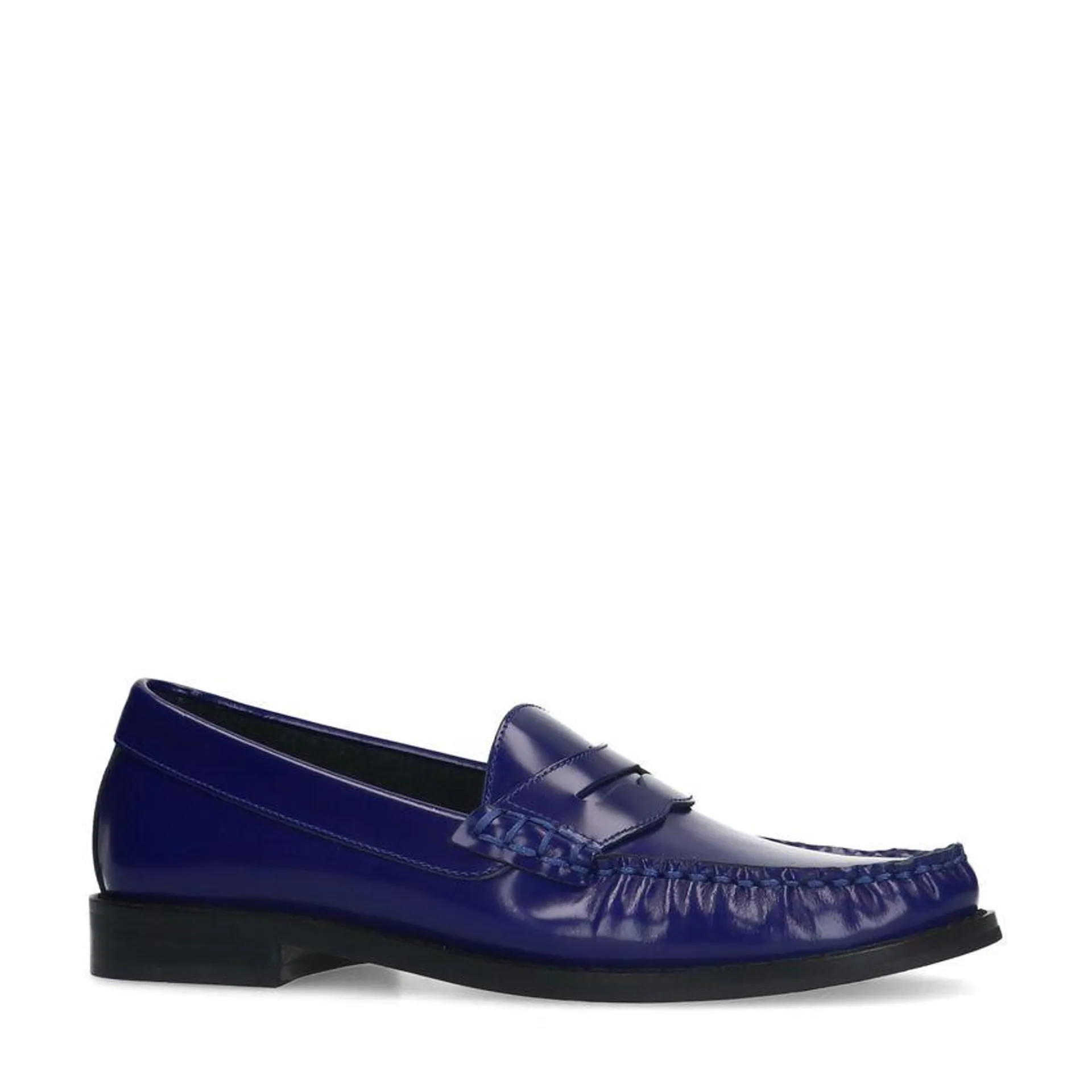 Blauwe leren loafers