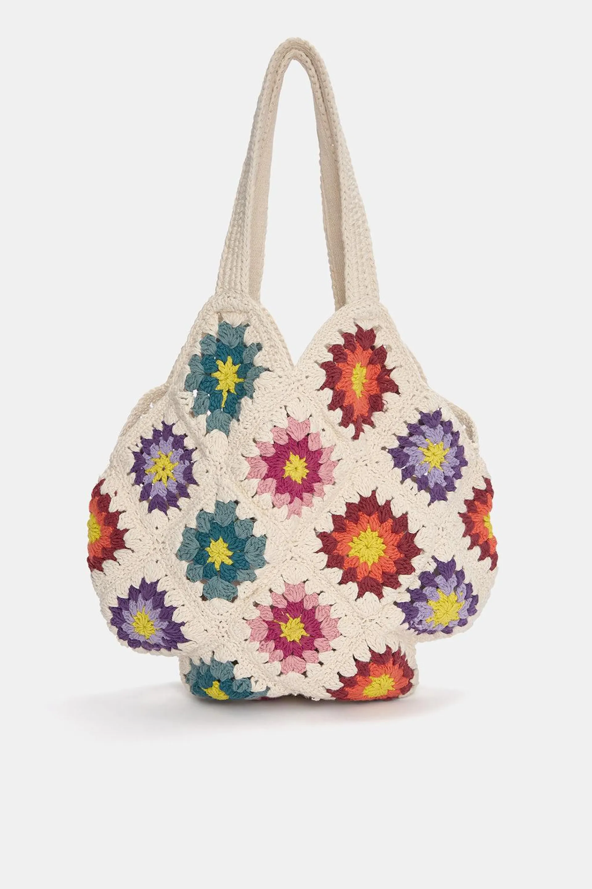 Bolso shopper crochet flores