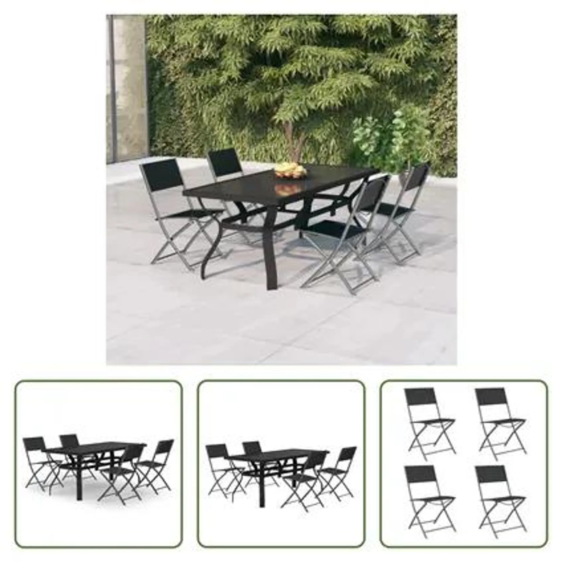 vidaXL Ensemble de salle à manger de jardin 5 pcs Gris et noir