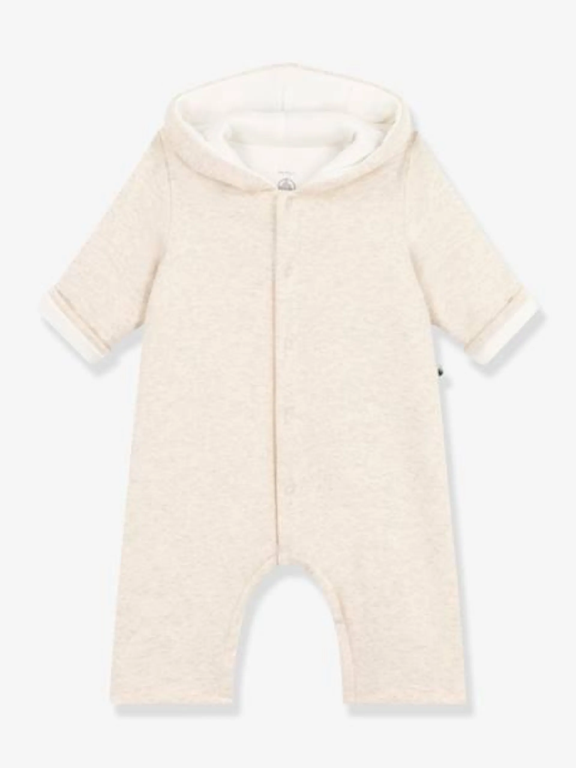 Combinaison longue ouatinée à capuche en coton bébé PETIT BATEAU - beige