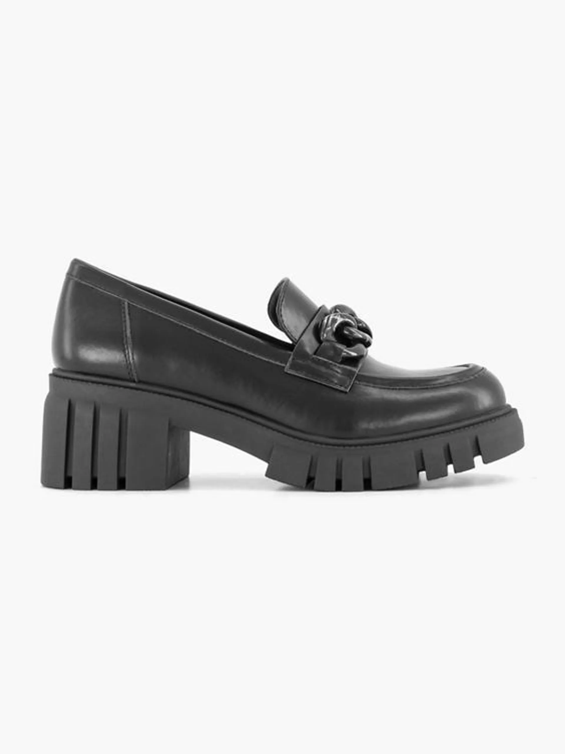 Zwarte chunky loafer sietketting