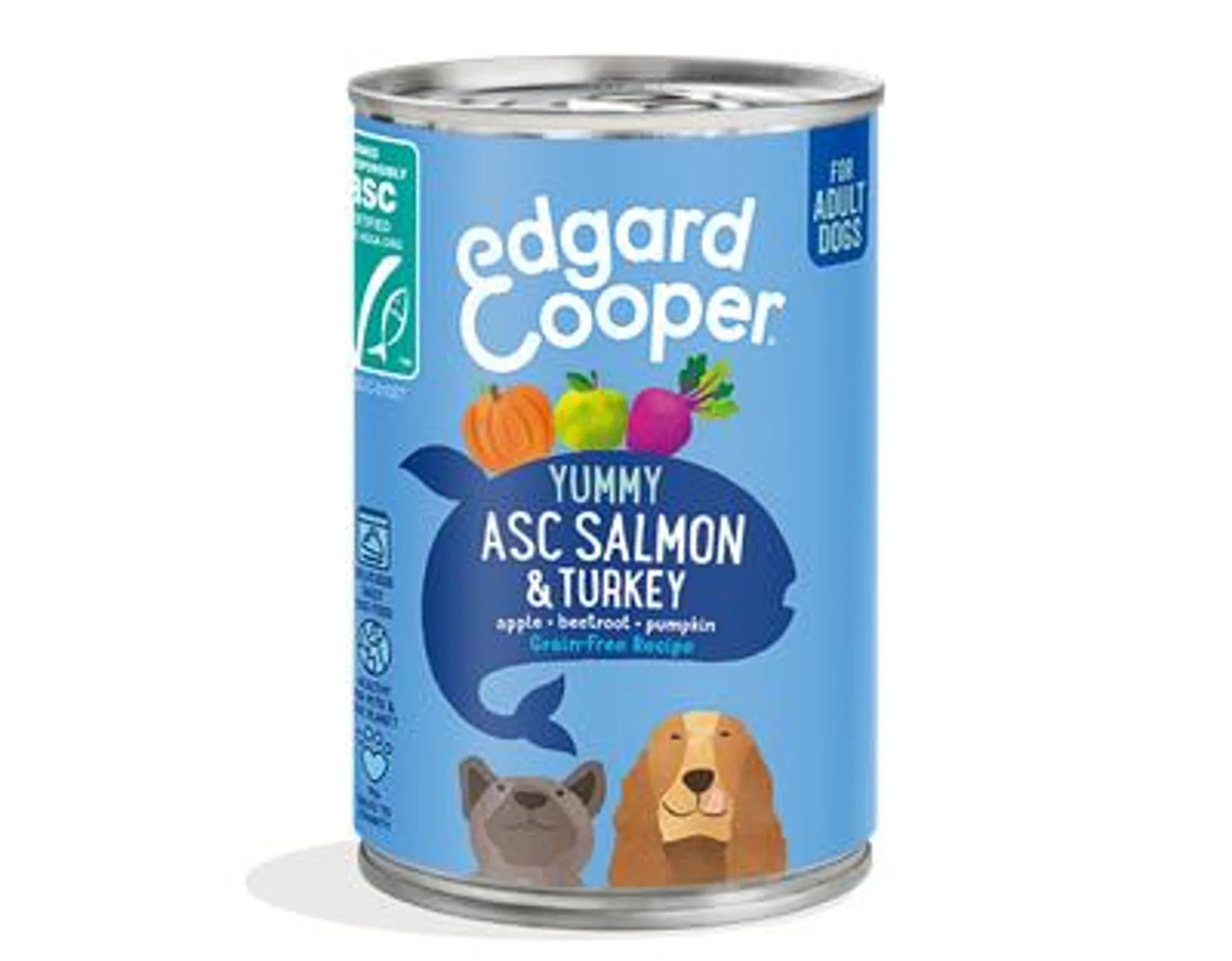 Edgard & cooper, blik voor adult honden met zalm en kalkoen, 400g