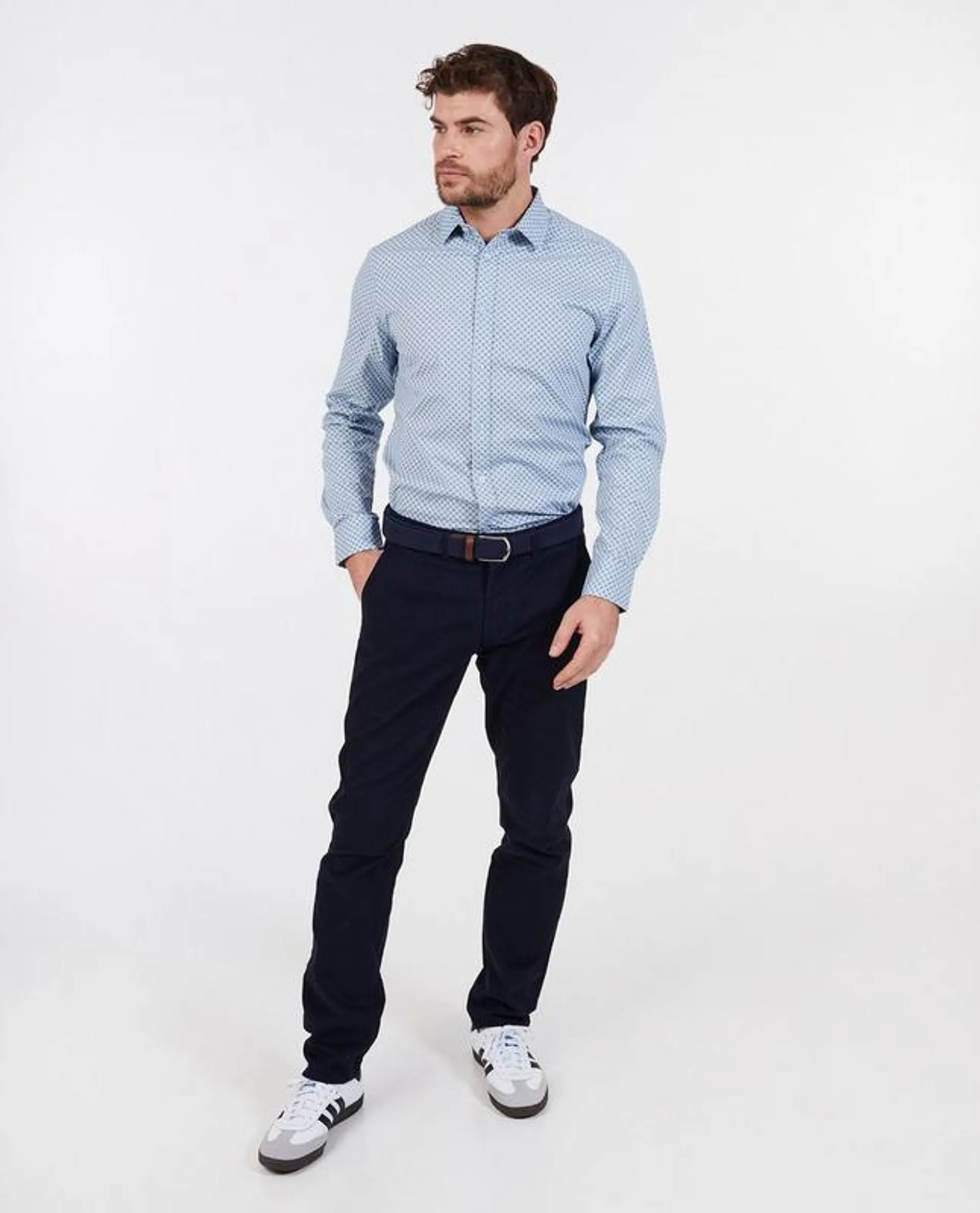 Hemd met microprint, slim fit