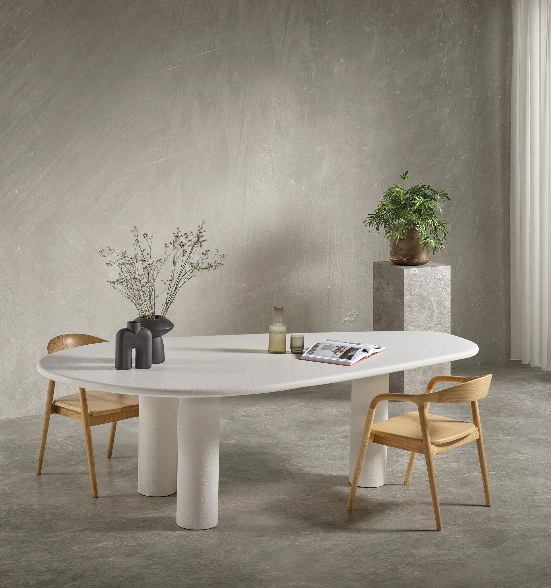 Organische eettafel 240x120cm - Off White Moonskin